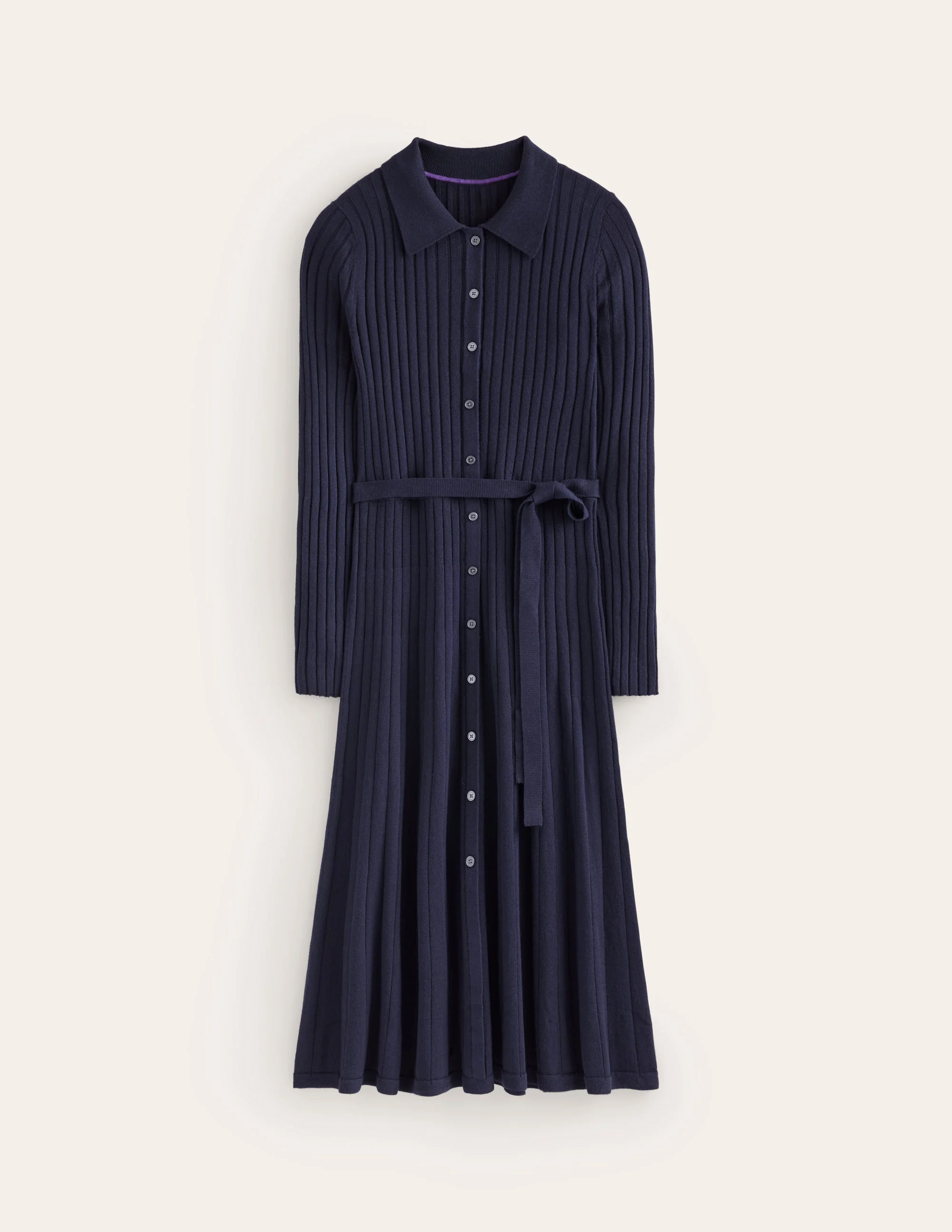 Rachel Knitted Shirt Dress-Navy - Image 5