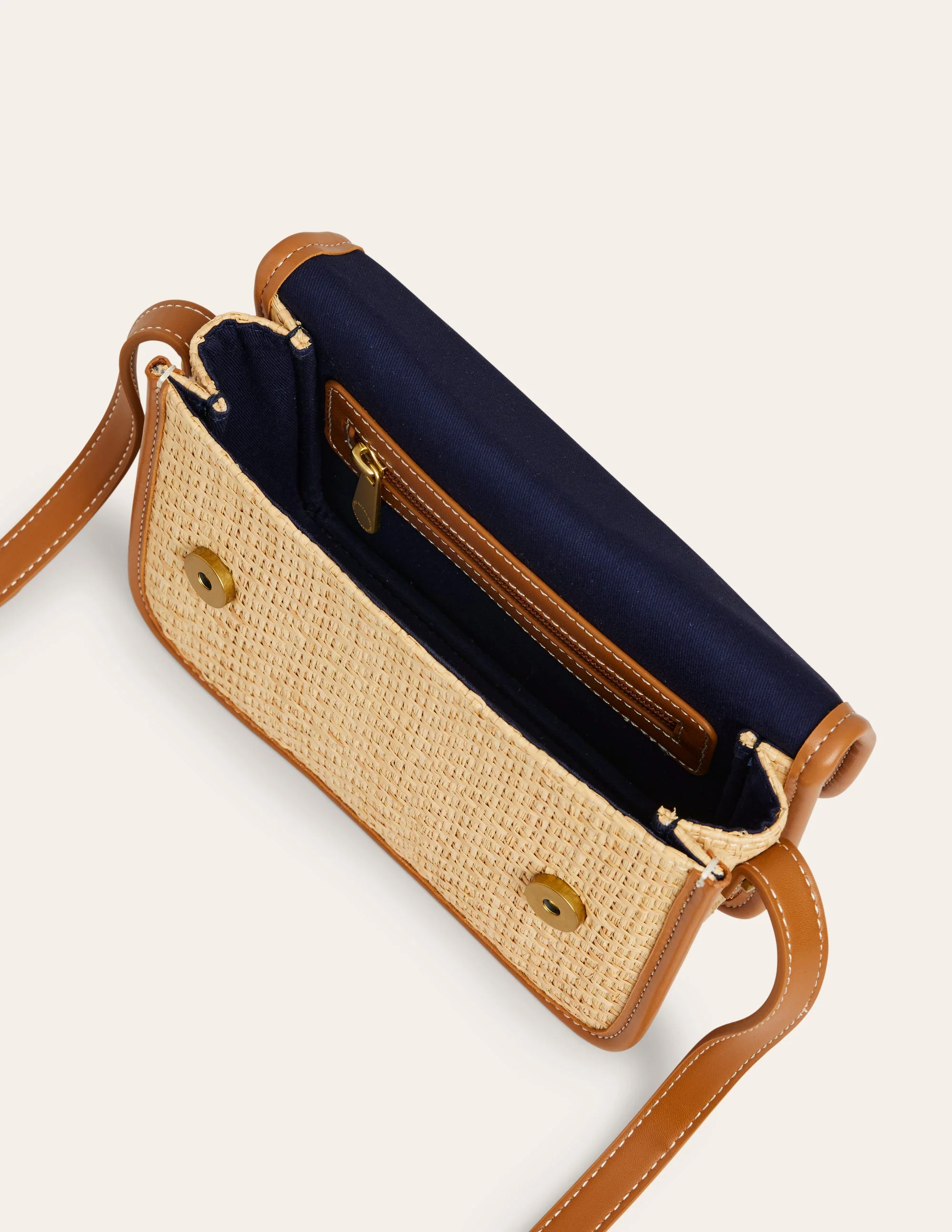 Raffia Snaffle Cross-Body Bag-Natural - Image 4