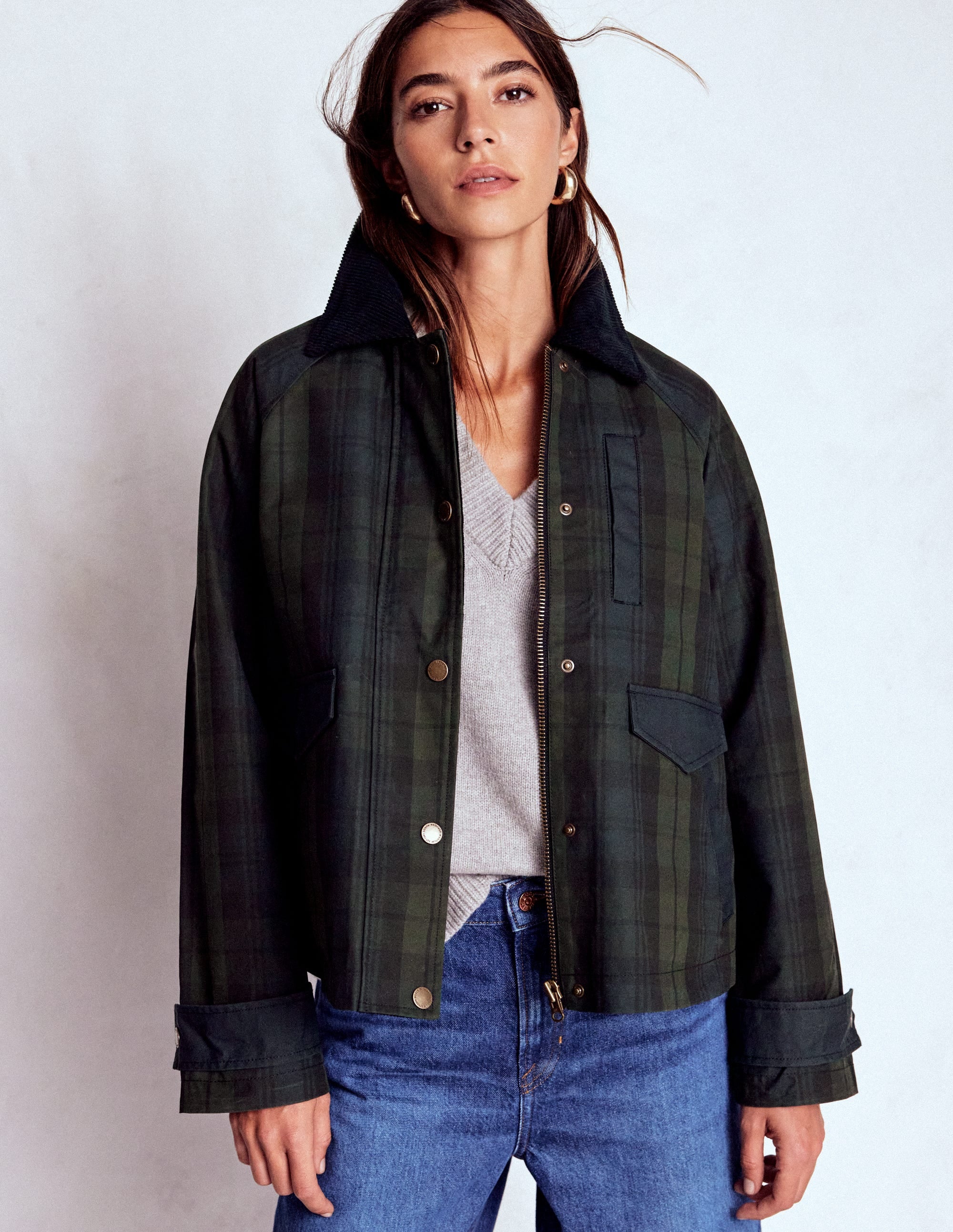 Raglan Wax Jacket-BLACKWATCH - Image 5