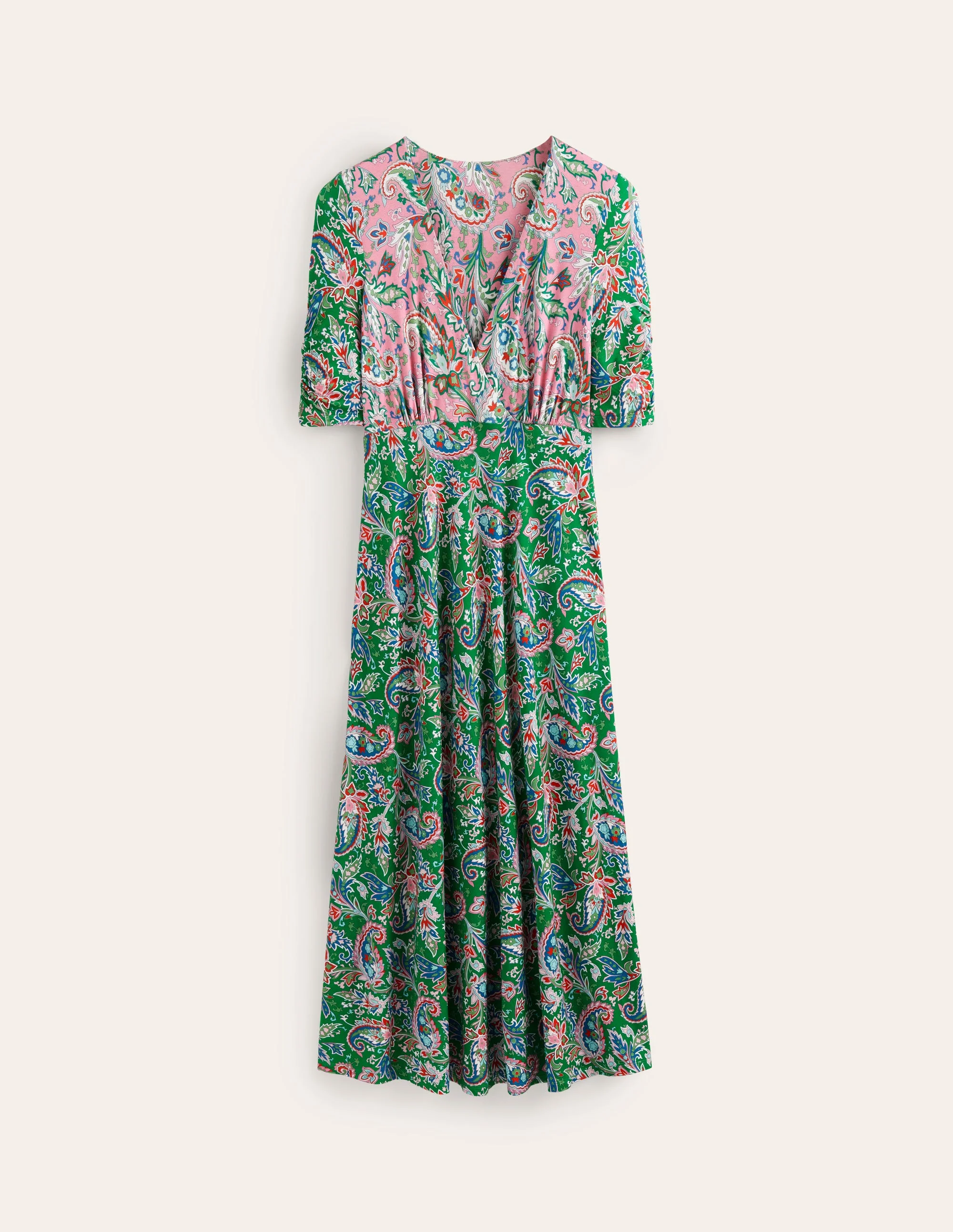 Rebecca Jersey Midi Tea Dress-Cashmere Rose, Paisley Azure - Image 7