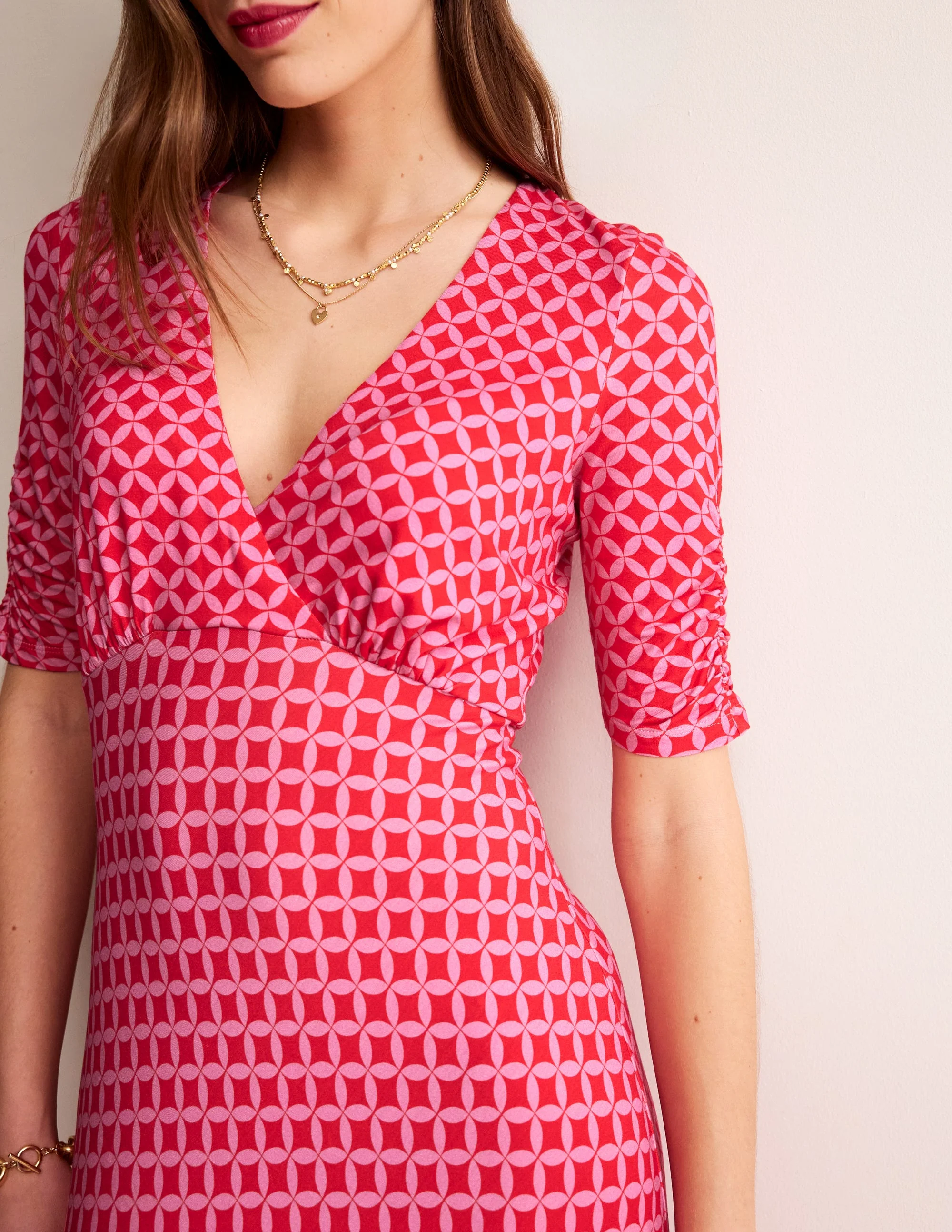 Rebecca Jersey Midi Tea Dress-Flame Scarlet, Diamond Terrace - Image 3