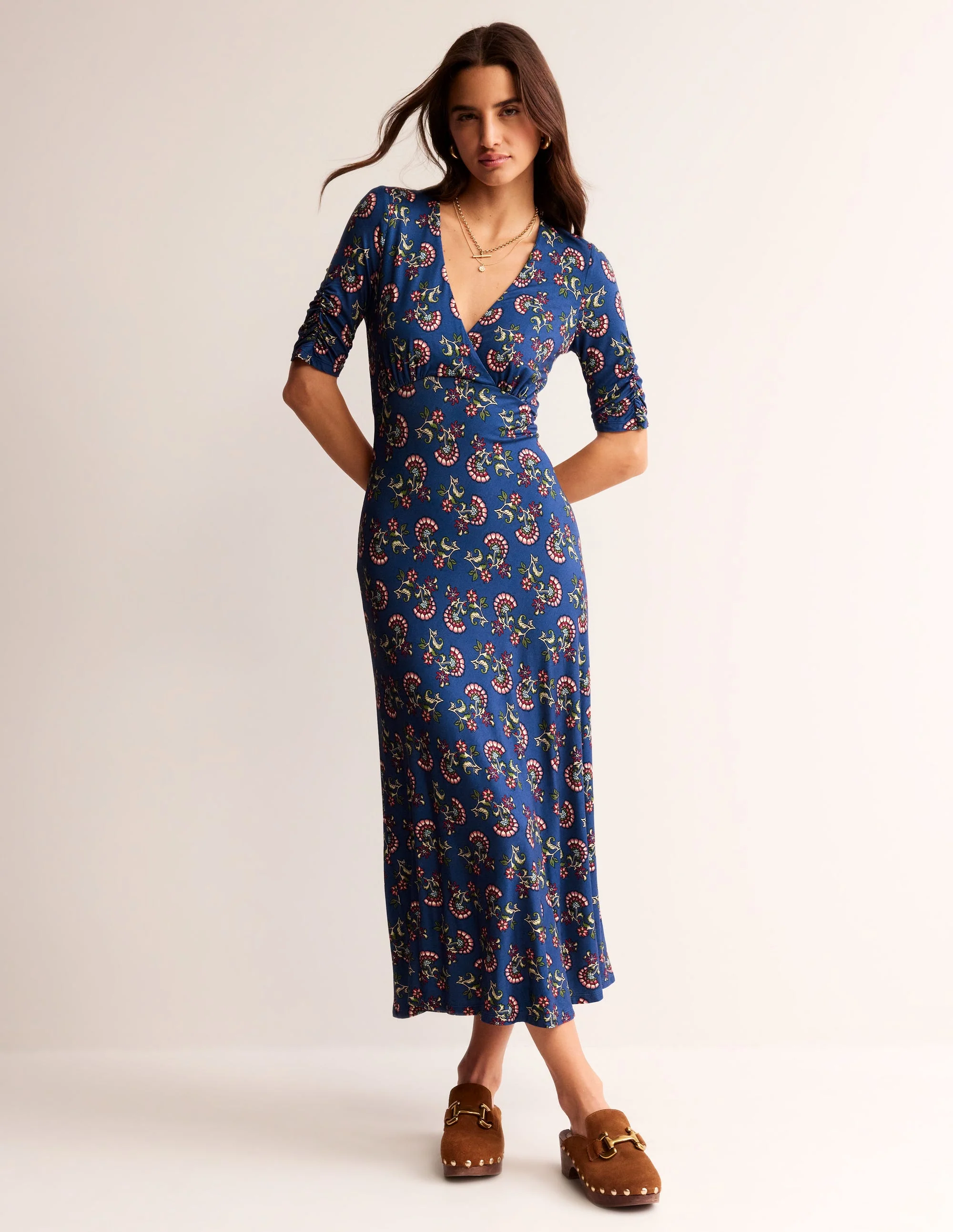 Rebecca Jersey Midi Tea Dress-Set Sail, Botanical Bunch - Image 2