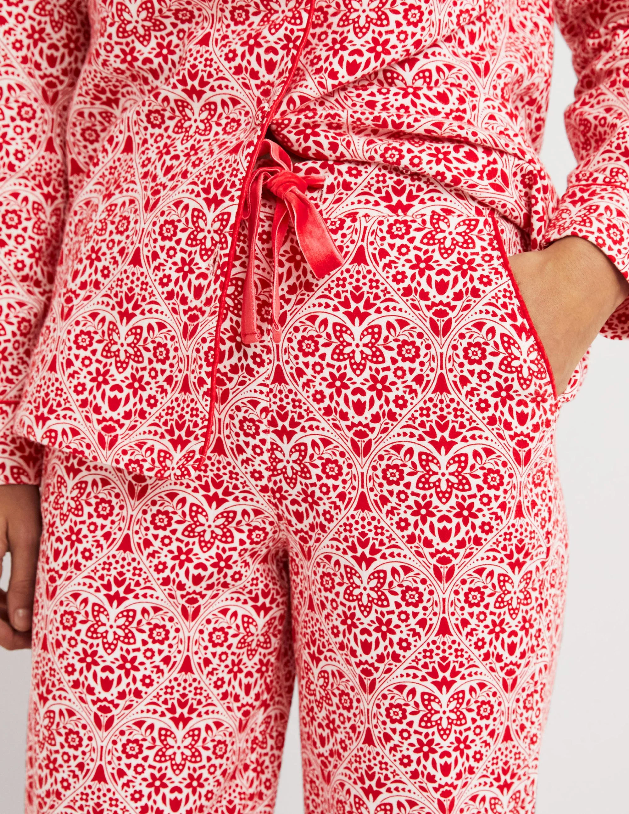 Red Heart Bloom Cozy Pajama Set-Rockabilly Red, Heart Bloom - Image 2