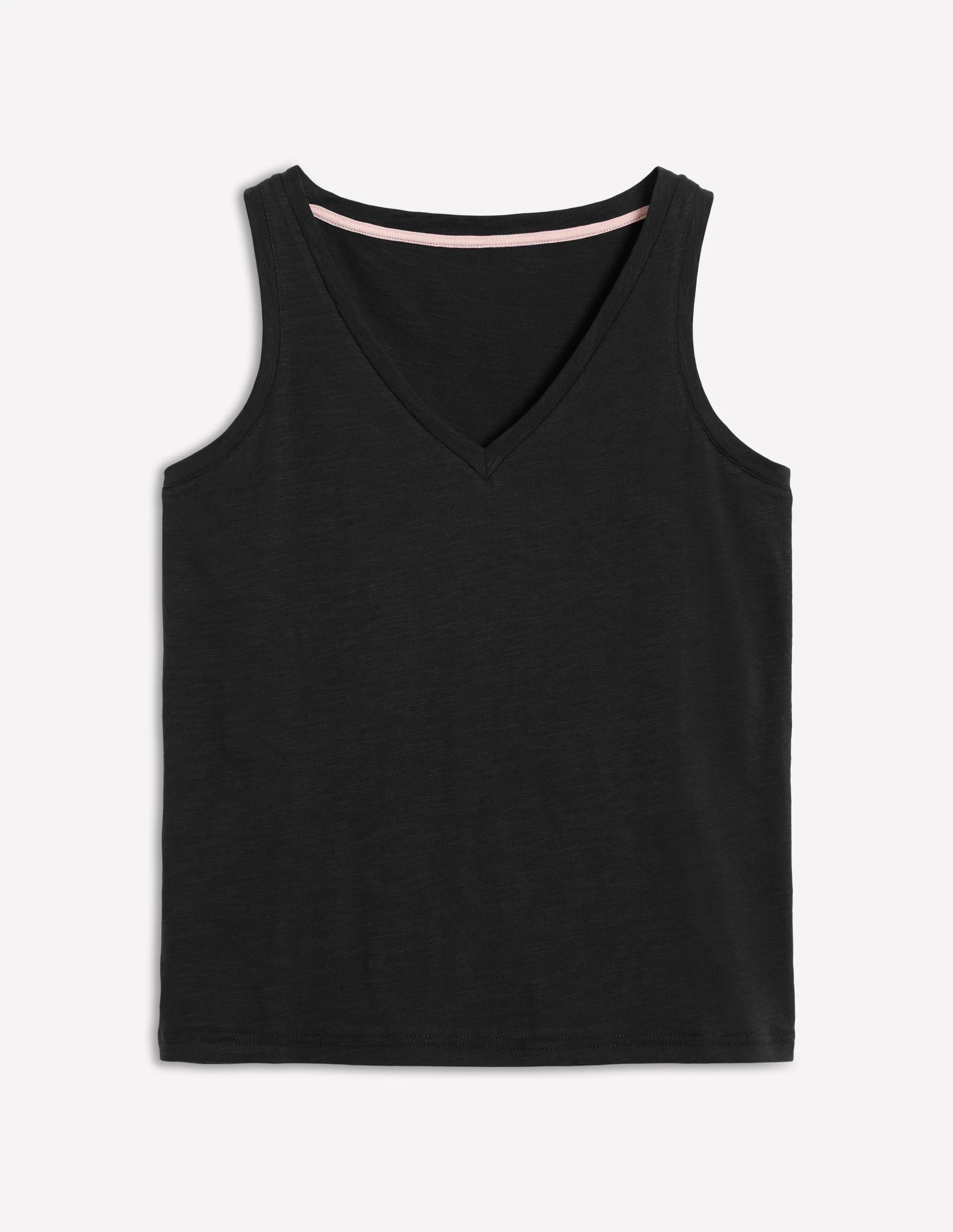 Regular V-Neck Slub Tank-Black - Image 5