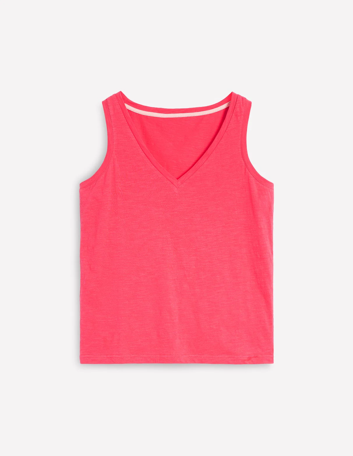 Regular V-Neck Slub Tank-Camelia Pink - Image 5