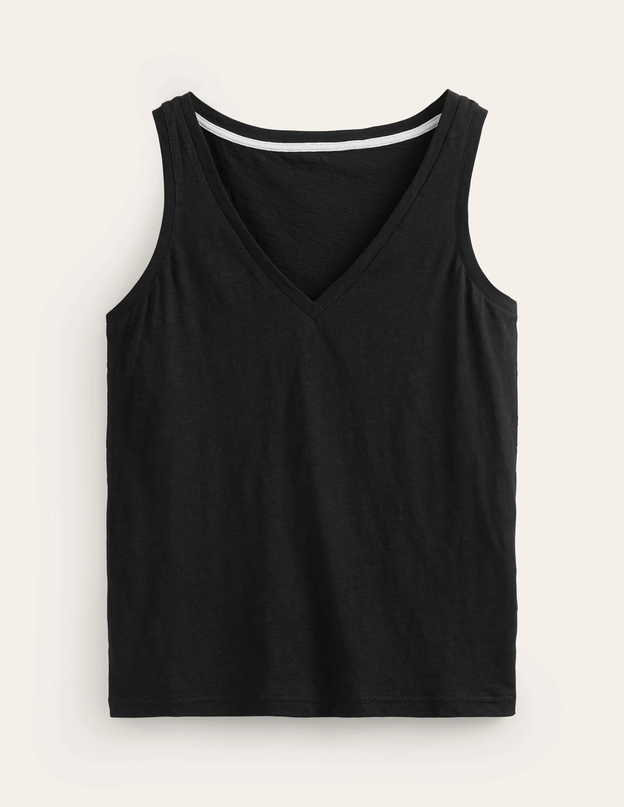 Regular V-Neck Slub Vest-Black - Image 5