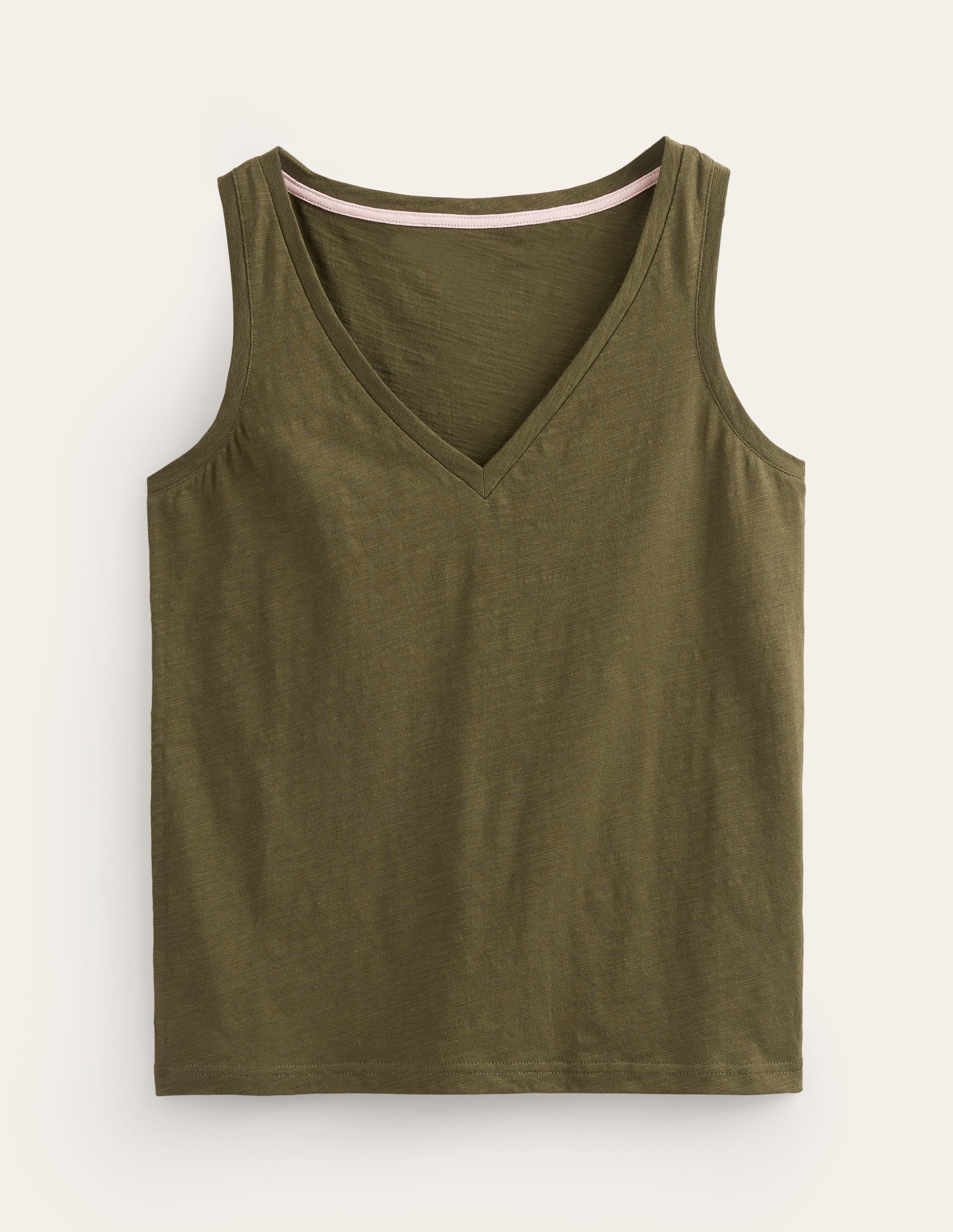 Regular V-Neck Slub Vest-Moss - Image 6