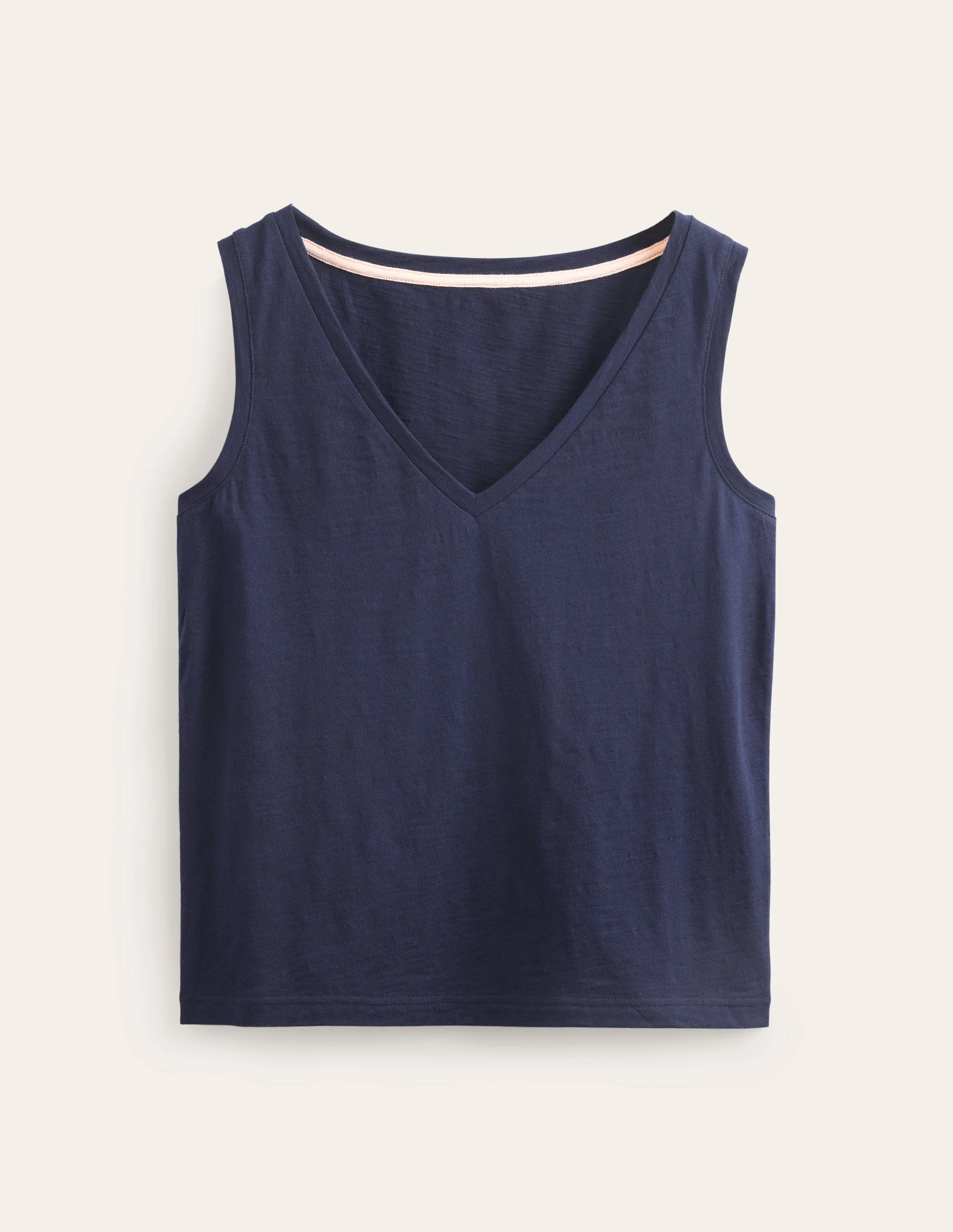 Regular V-neck Slub Vest-Navy - Image 5