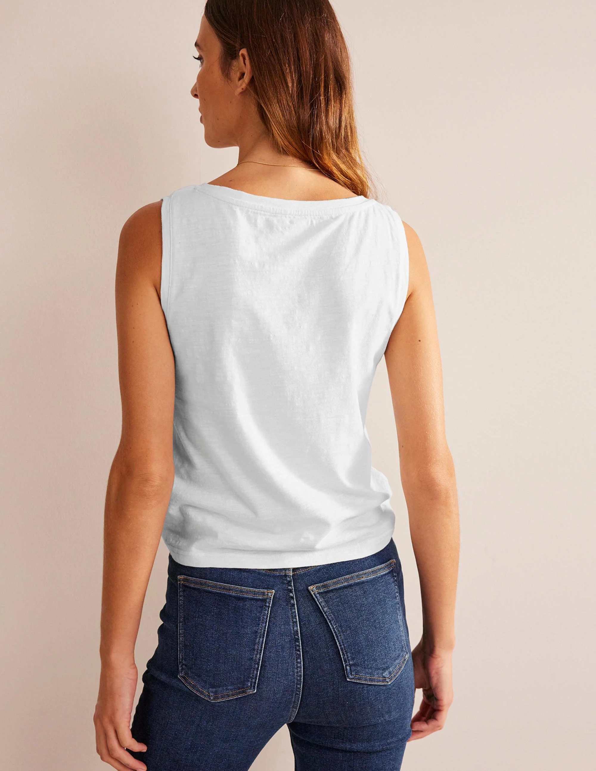 Regular V-neck Slub Vest-White - Image 3