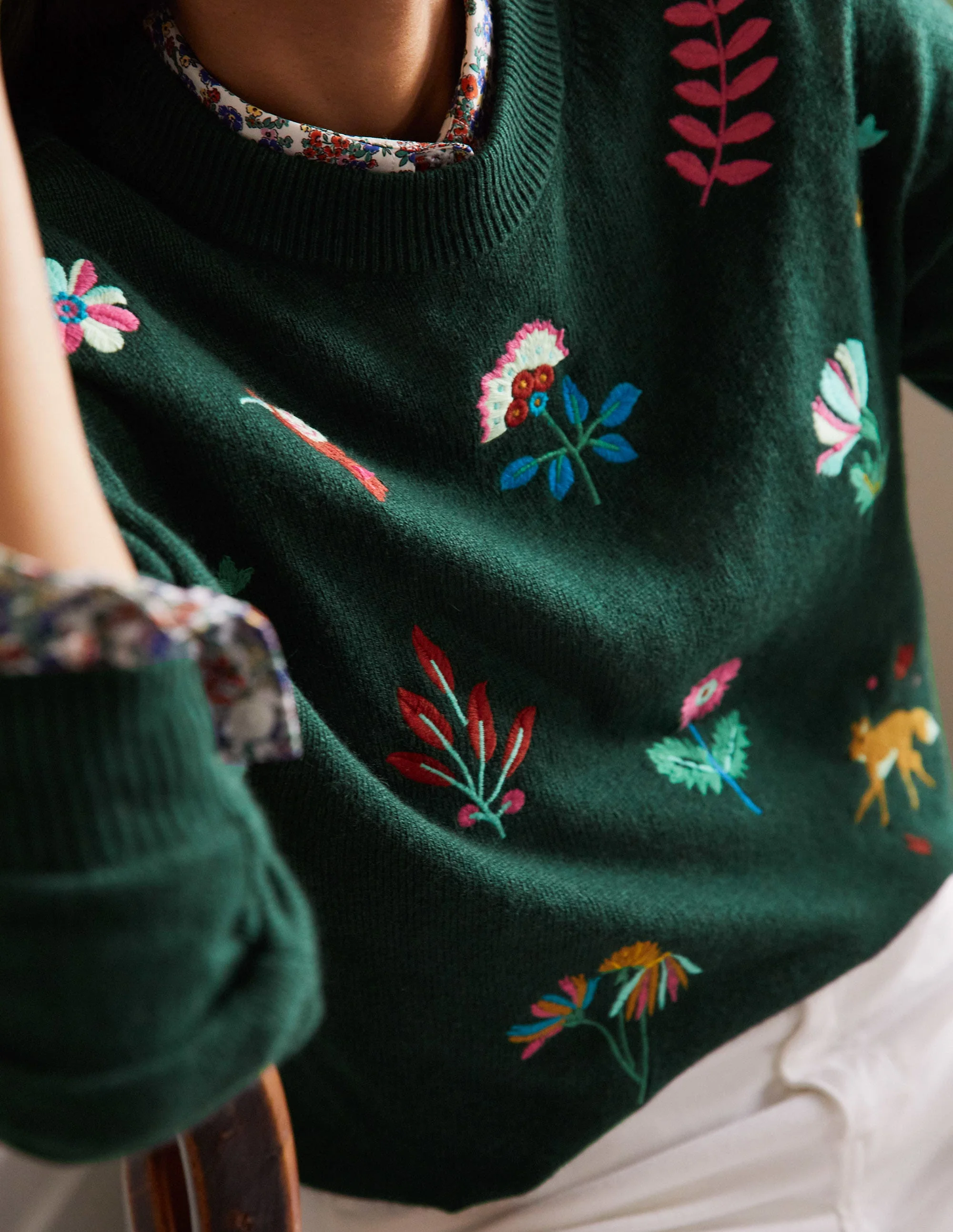 Relaxed Embroidered Sweater-Midnight Garden - Image 2