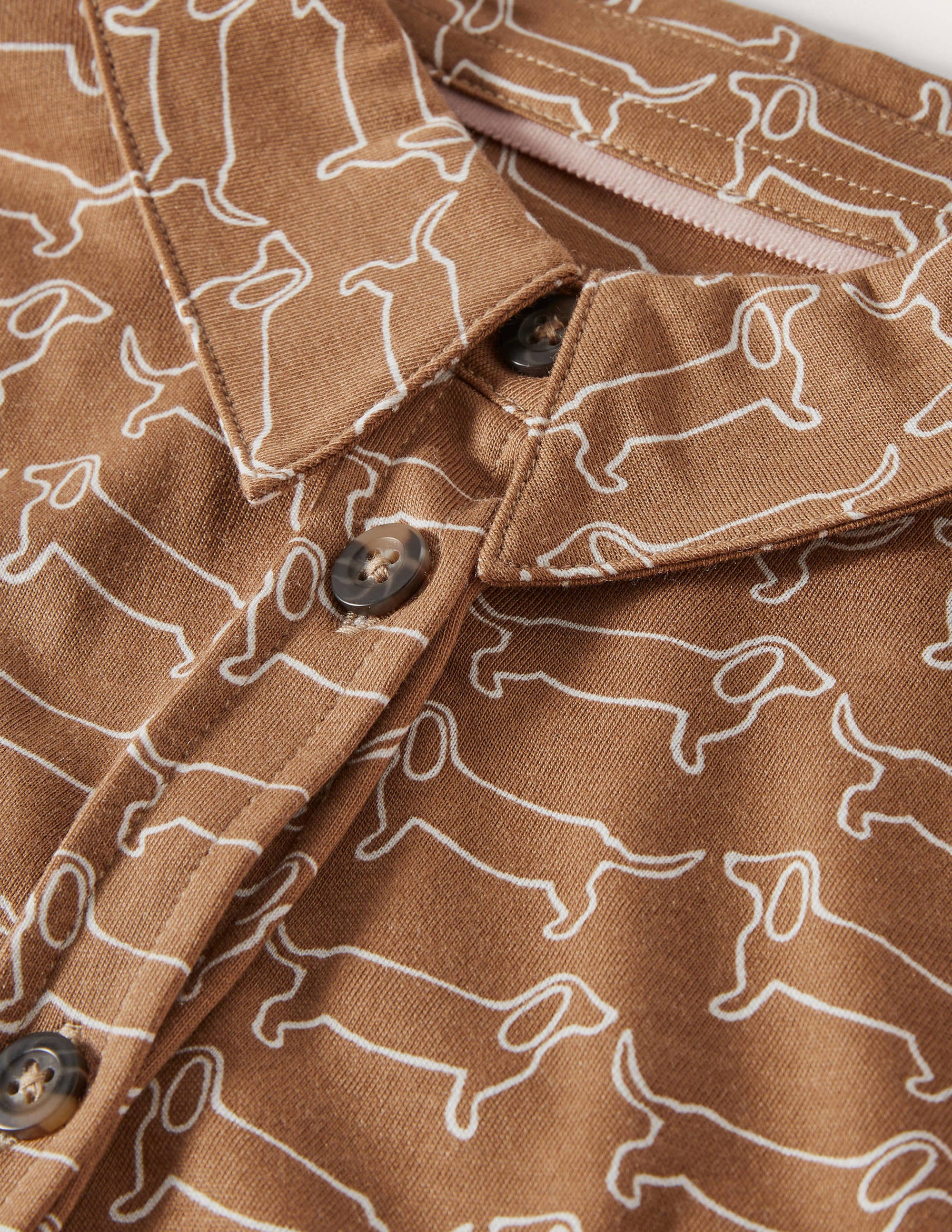 Relaxed Jersey Shirt-Camel/ Ivory Dachshund - Image 5