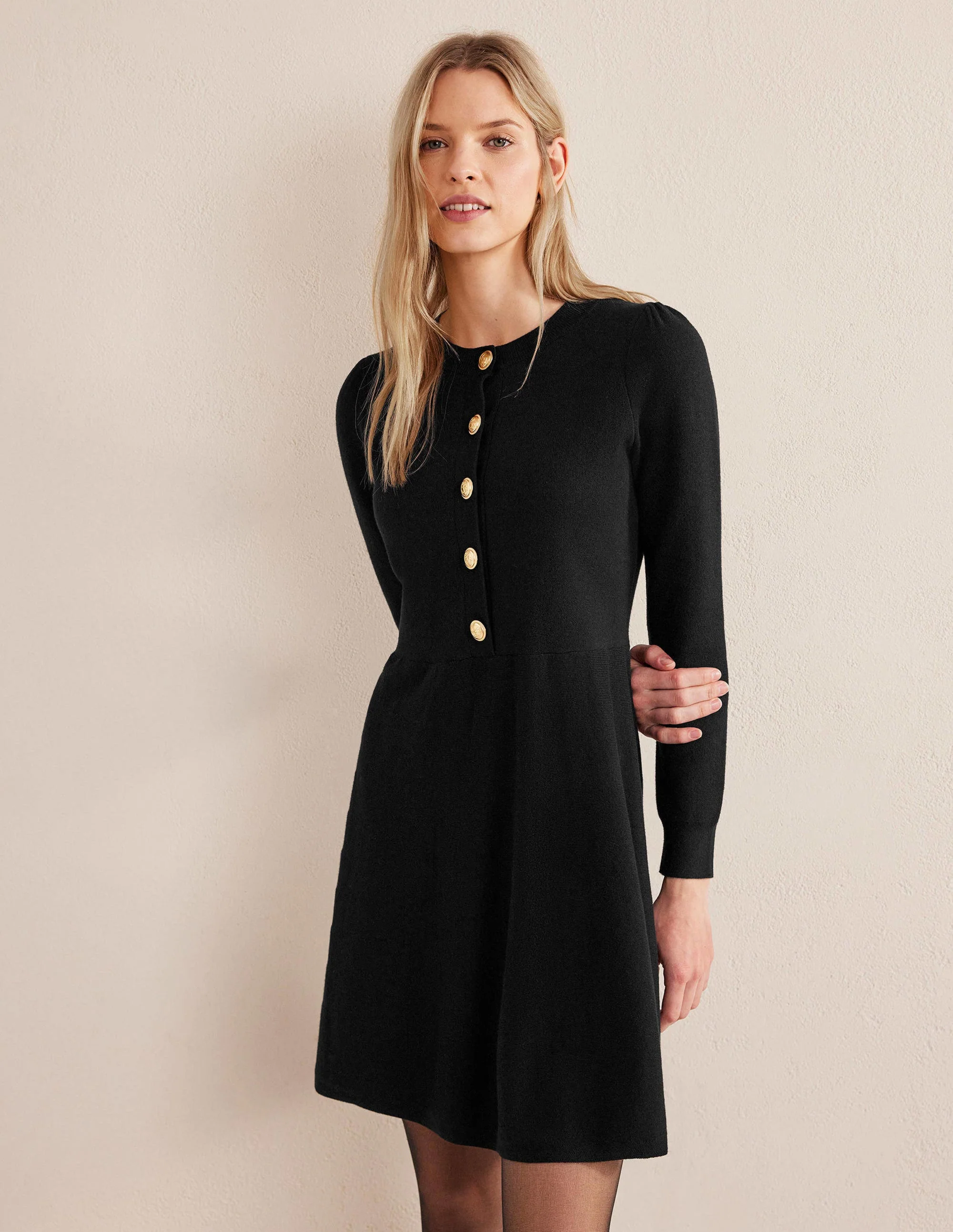 Relaxed Knitted Mini Dress-Black - Image 5