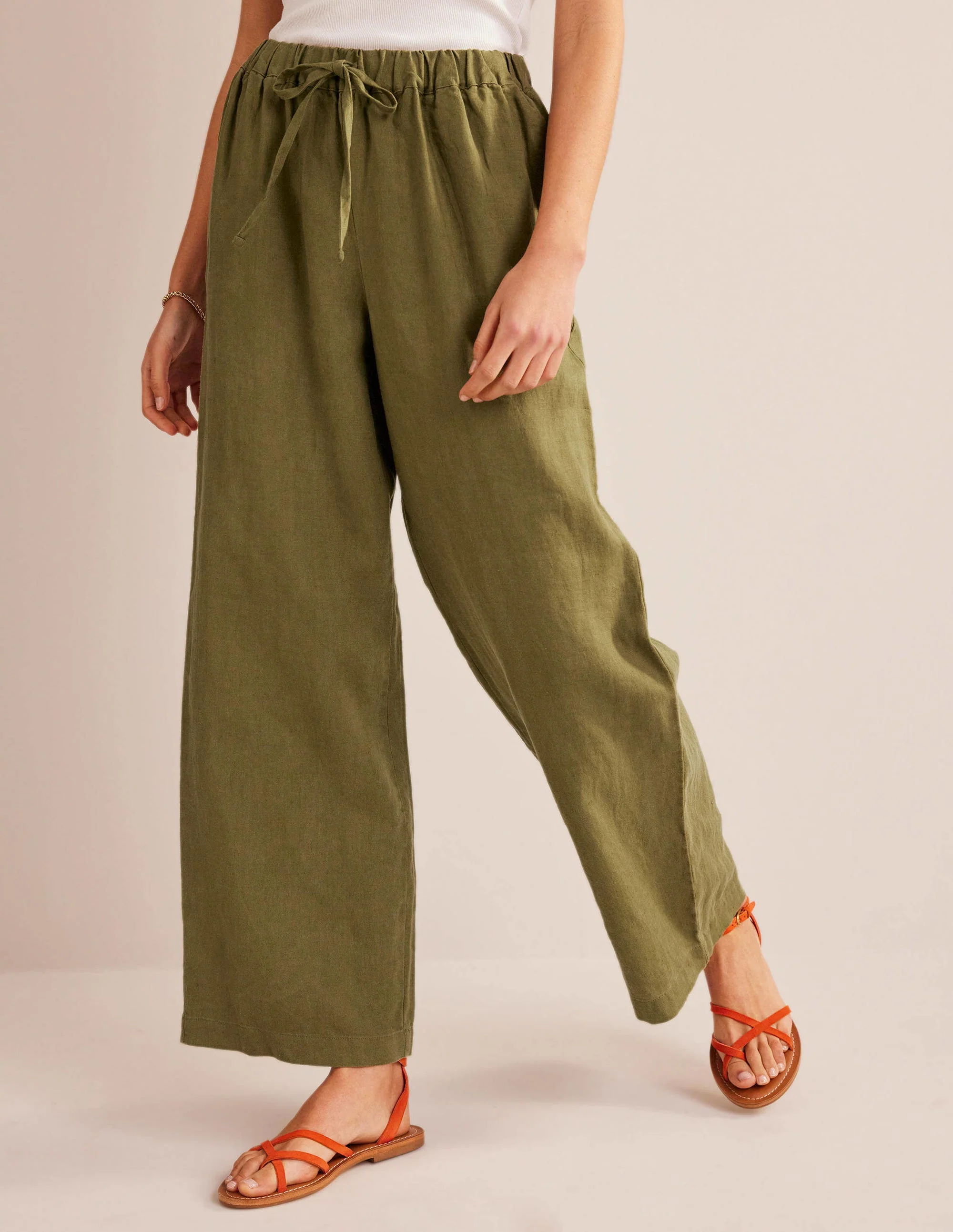 Relaxed Pull-on Linen Pants-Capulet Olive - Image 4