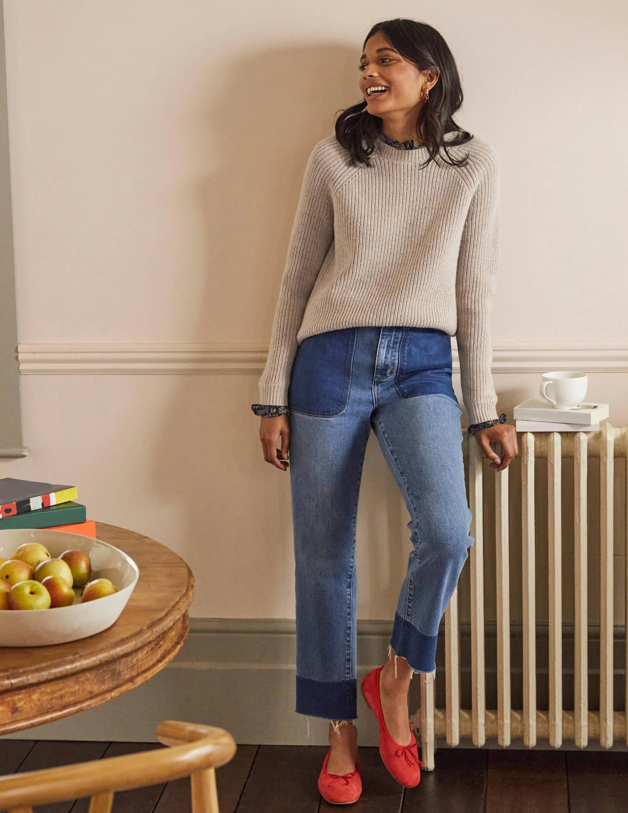 Relaxed Woven Mix Sweater-Chinchilla Melange - Image 4