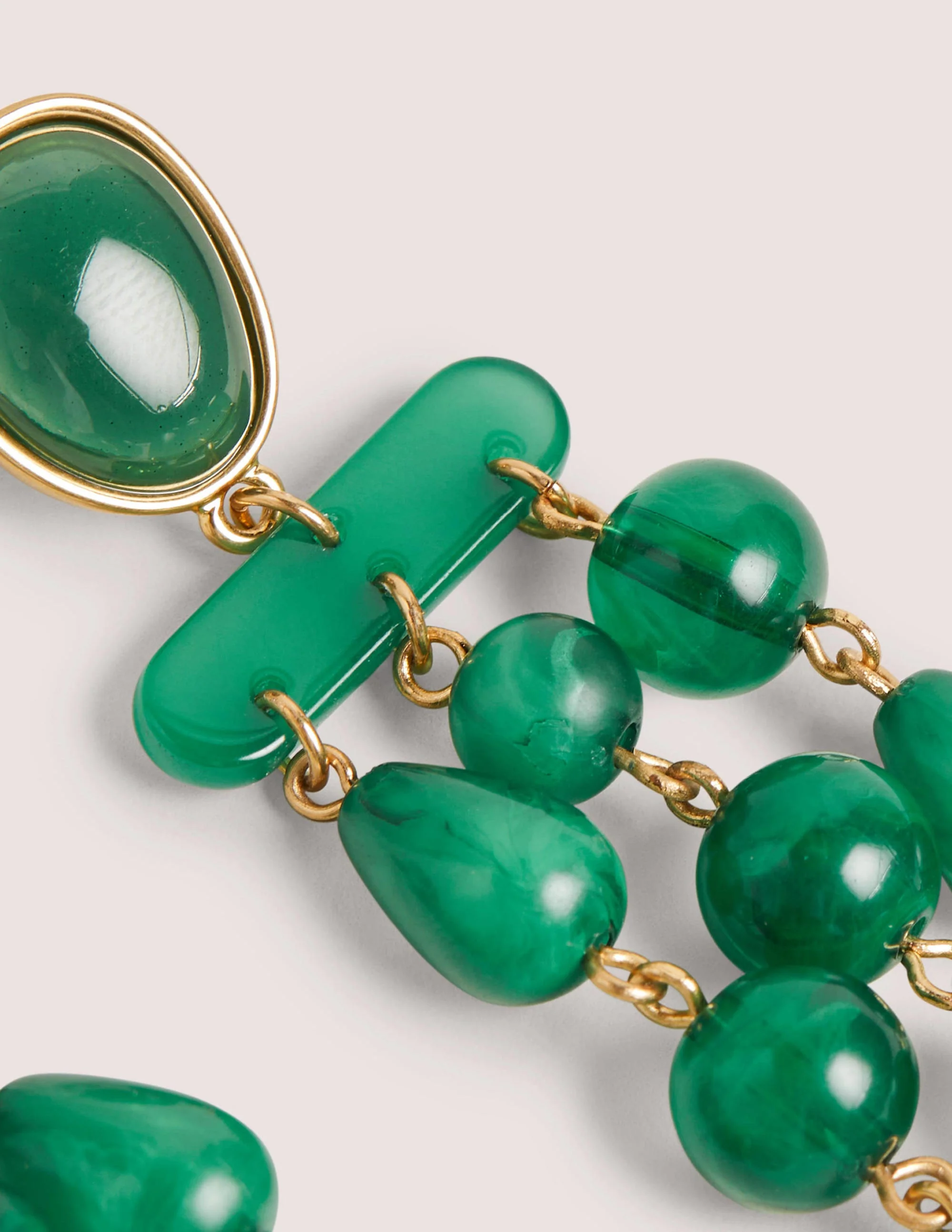 Resin Bead Chandelier Earrings-Green - Image 3