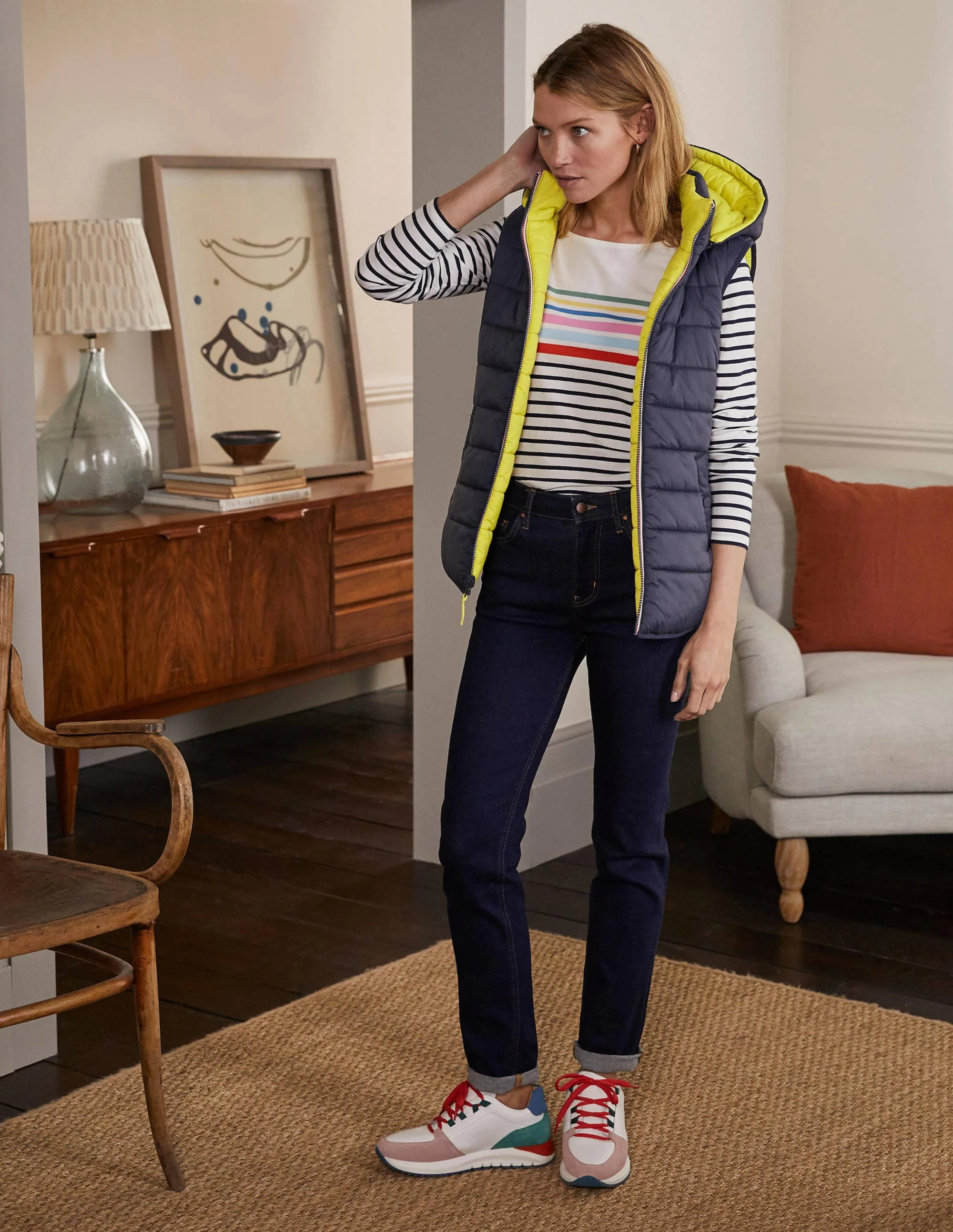 Reversible Lightweight Vest-Navy/Mimosa - Image 4