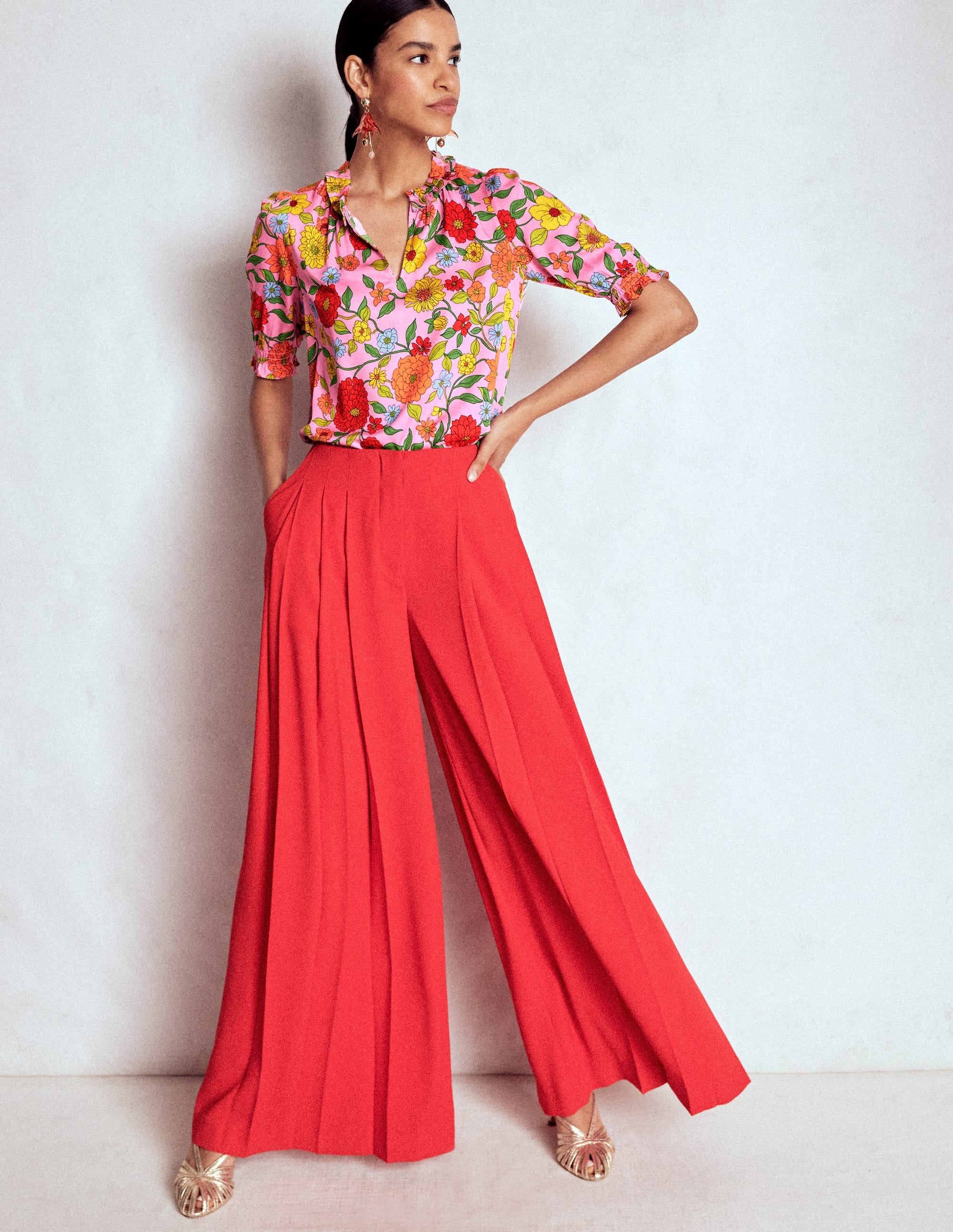 Ria Short Sleeve Top-Rose Bloom, Dahlia Trial - Image 4