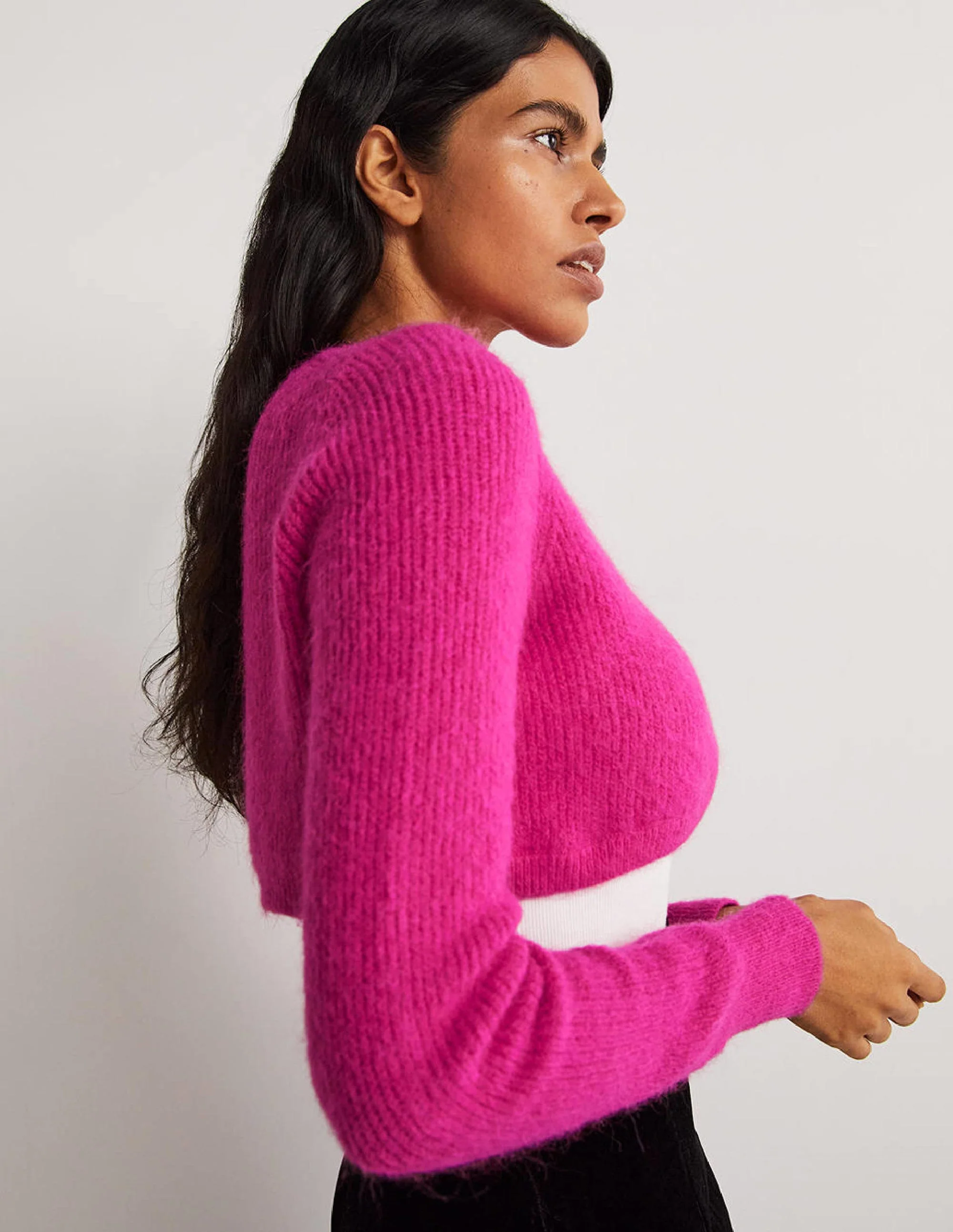 Rib Knit Bolero-Wild Watermelon Pink - Image 6
