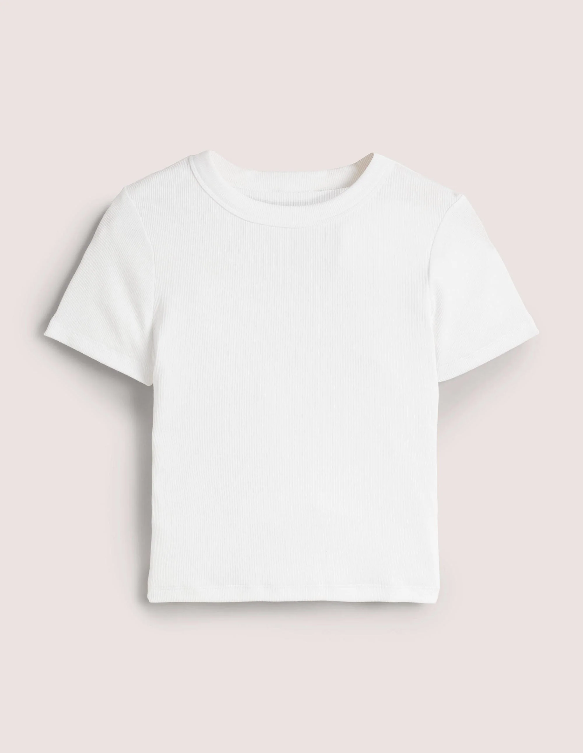Ribbed Crew Neck T-shirt-White - Image 6