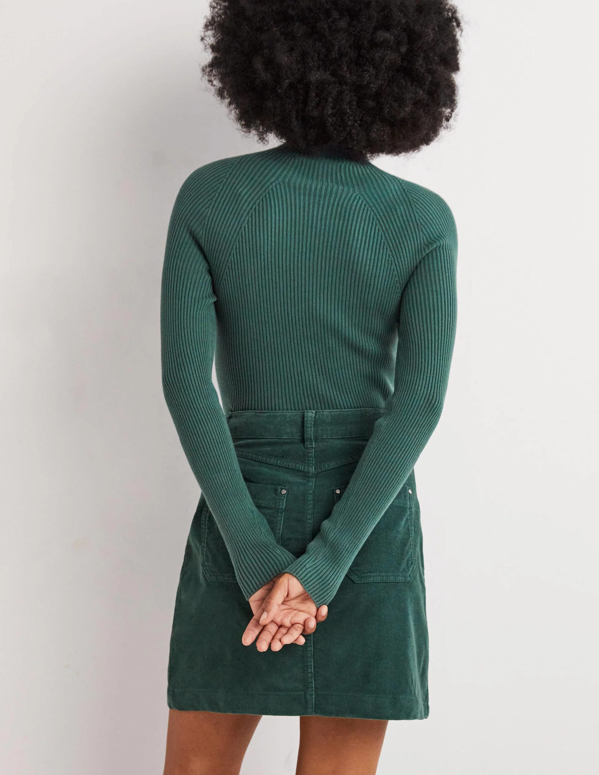 Ribbed High Neck Sweater-Trekking Green - Image 4