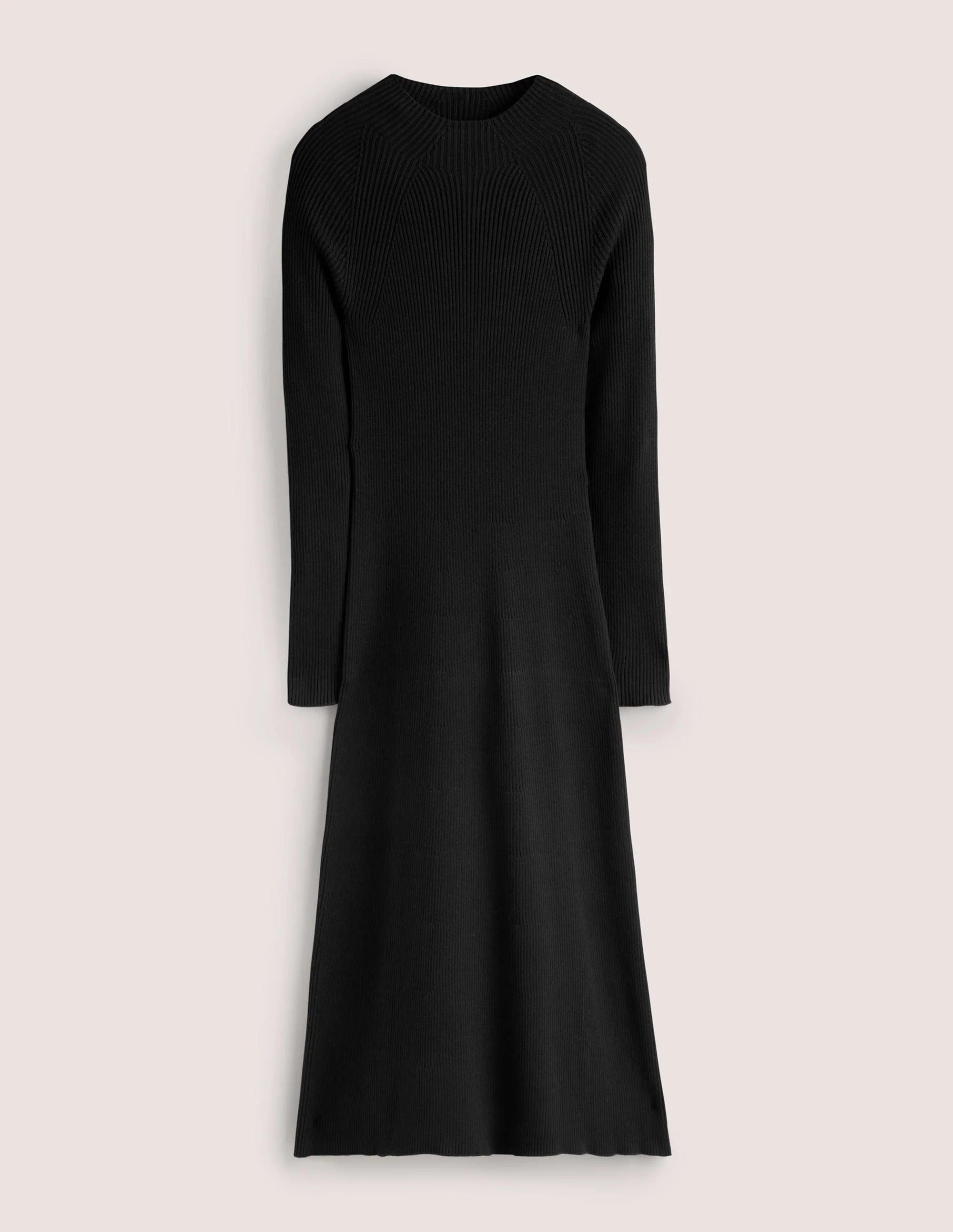Ribbed Knitted Midi Dress-Black - Image 5