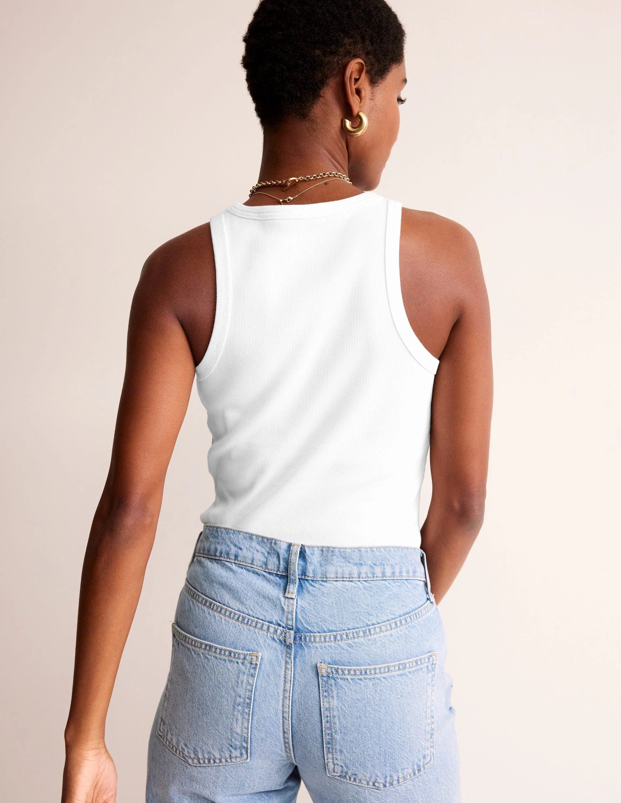 Ribbed Racer Vest-White - Image 3