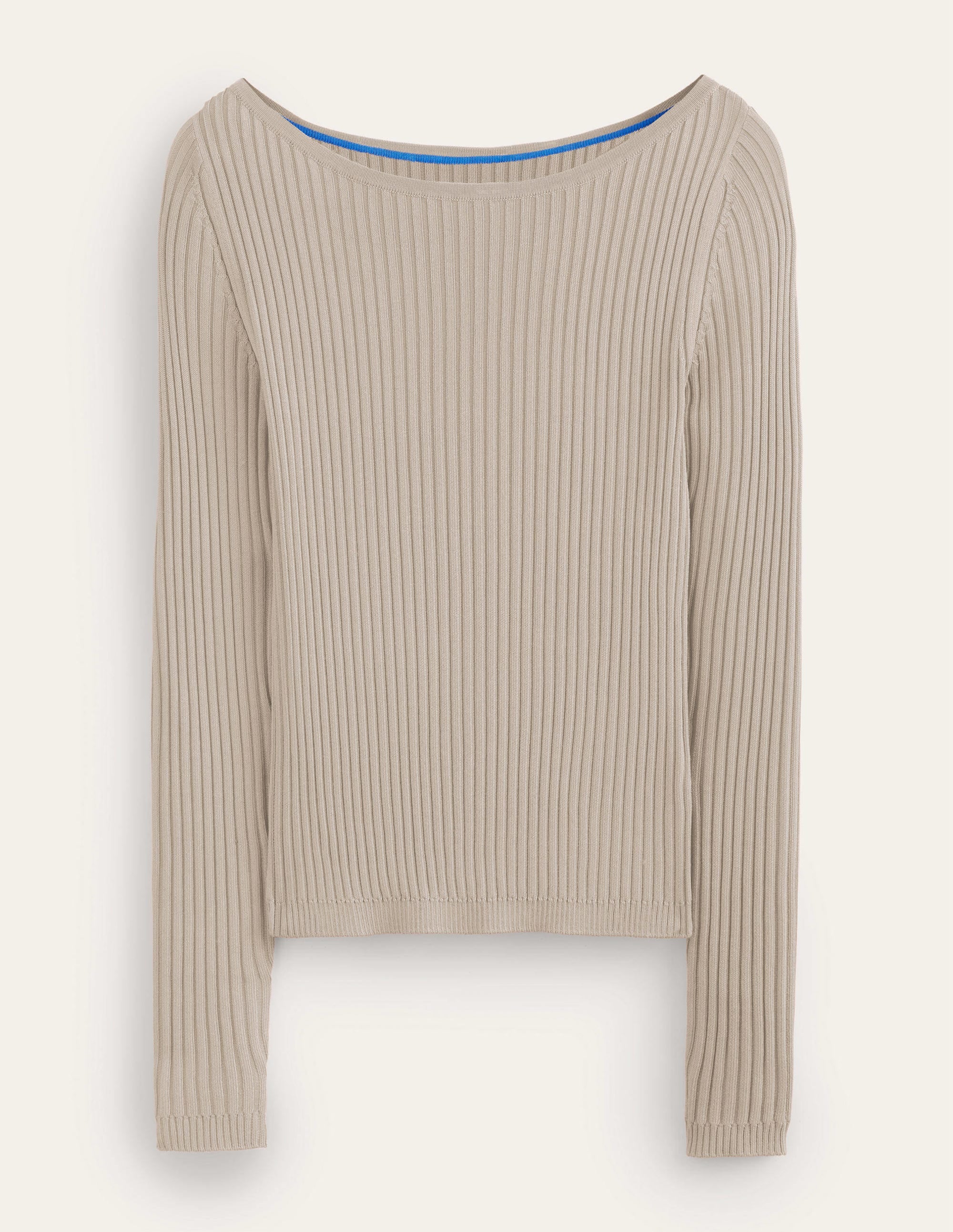 Ribbed Slash Neck Sweater-Stone - Image 5