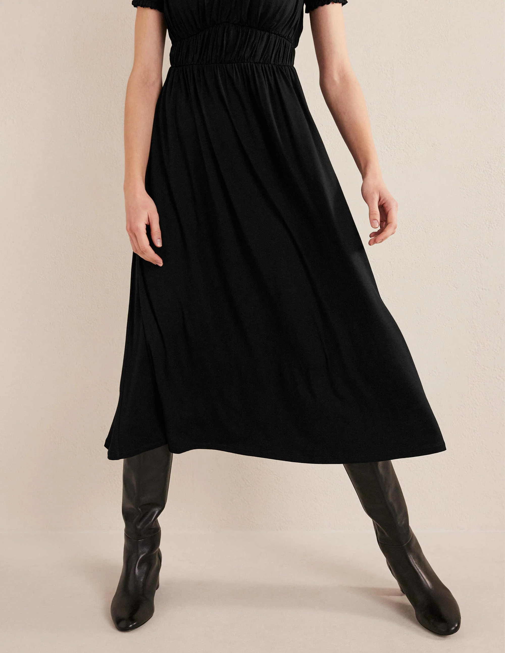 Rosanna Jersey Midi Tea Dress-Black - Image 4