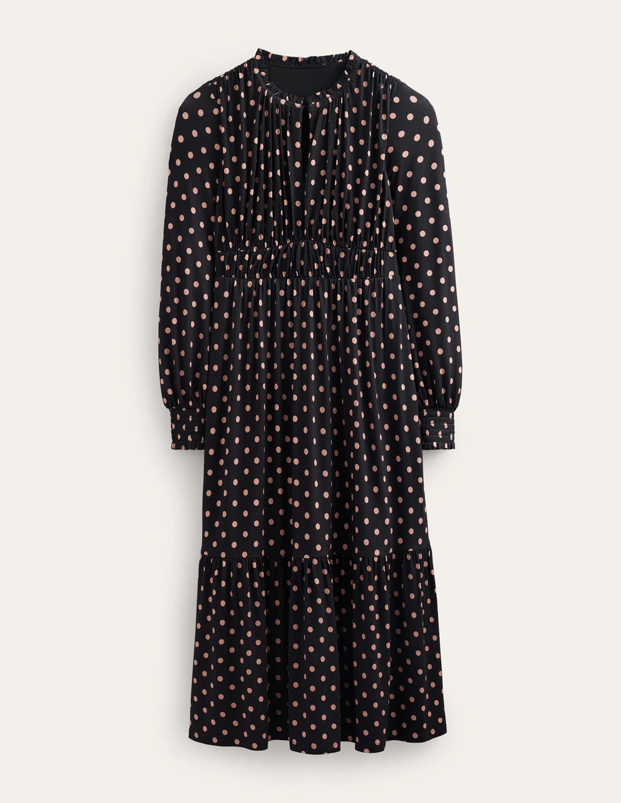 Rosanna Long Sleeve Tea Dress-Black, Spot - Image 7