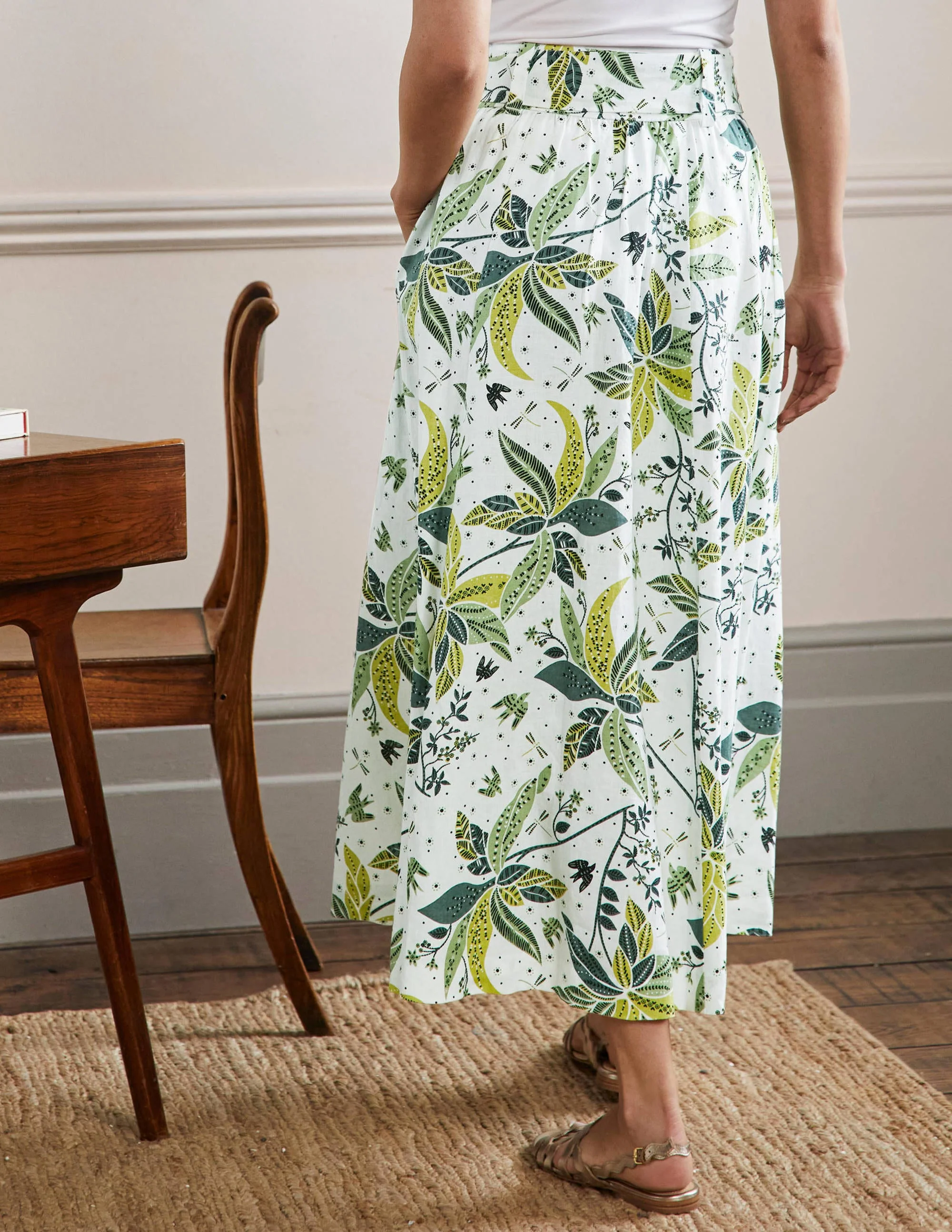 Rosemary Linen Midi Skirt-Starfruit, Oriental Cascade - Image 3