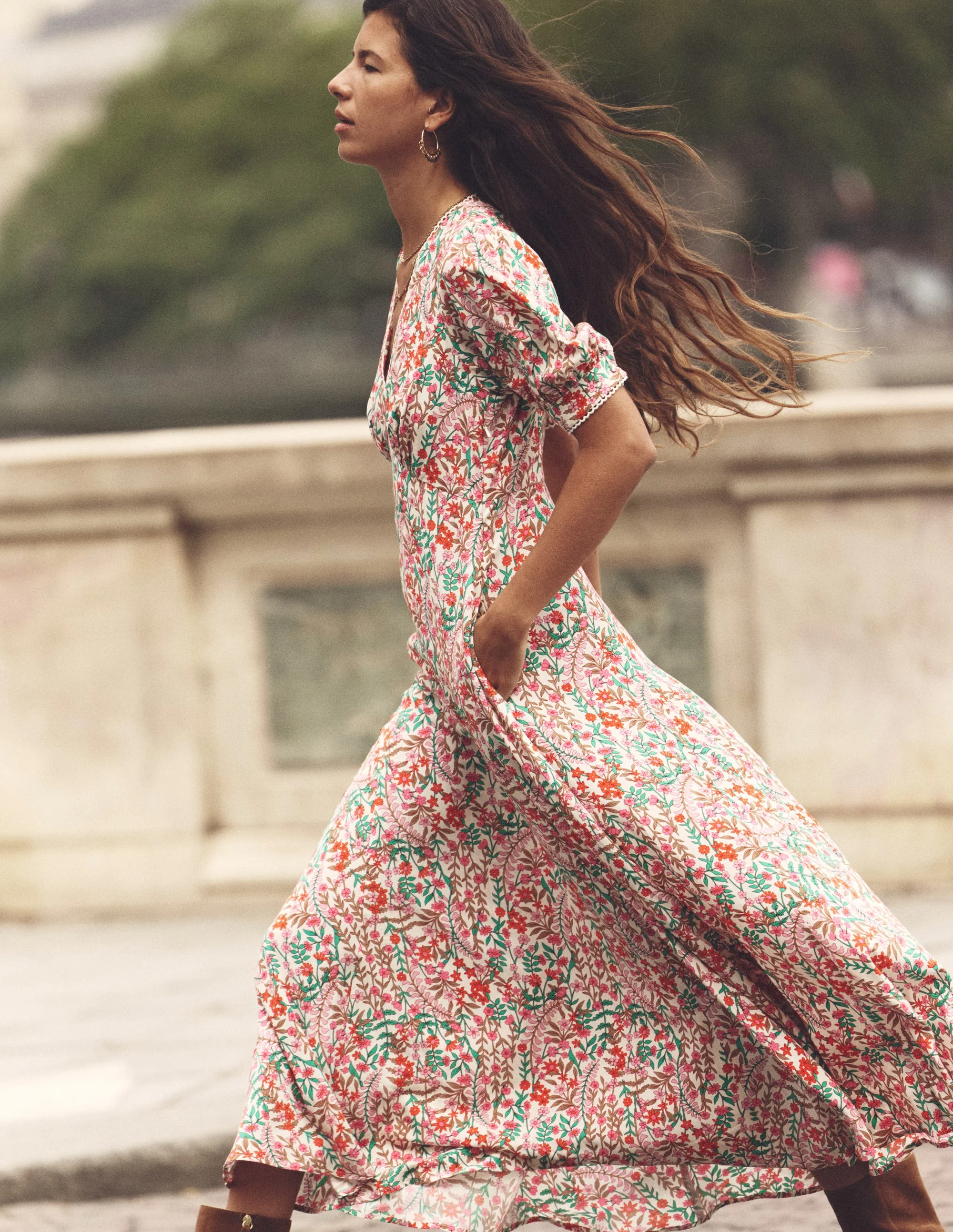 Rosie Godet Tea Dress-Multi, Foliage Bud - Image 5