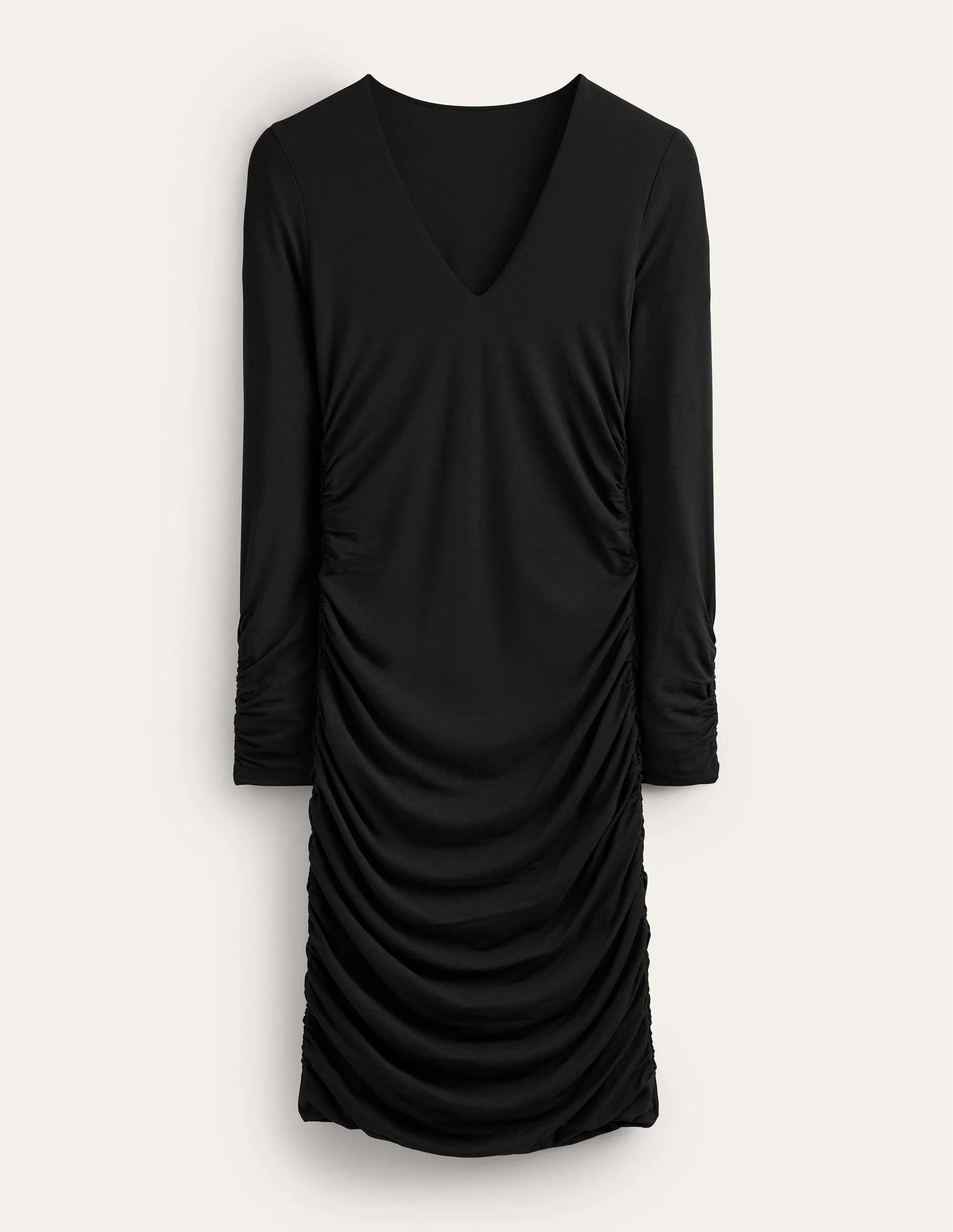 Ruched Body Jersey Mini Dress-Black - Image 5