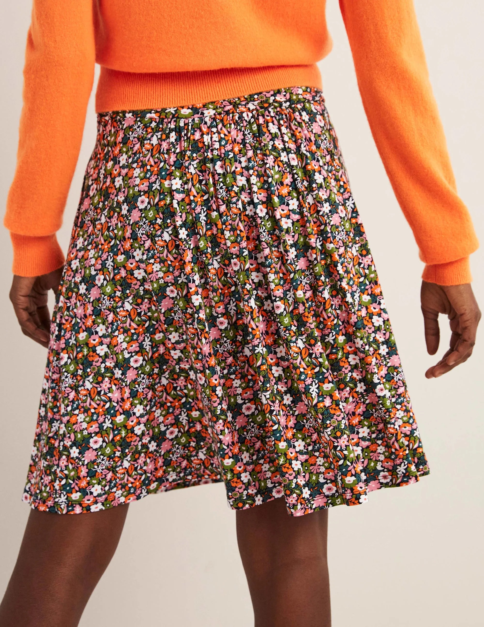 Ruched Waist Jersey Skirt-Multi, Floret Meadow - Image 3