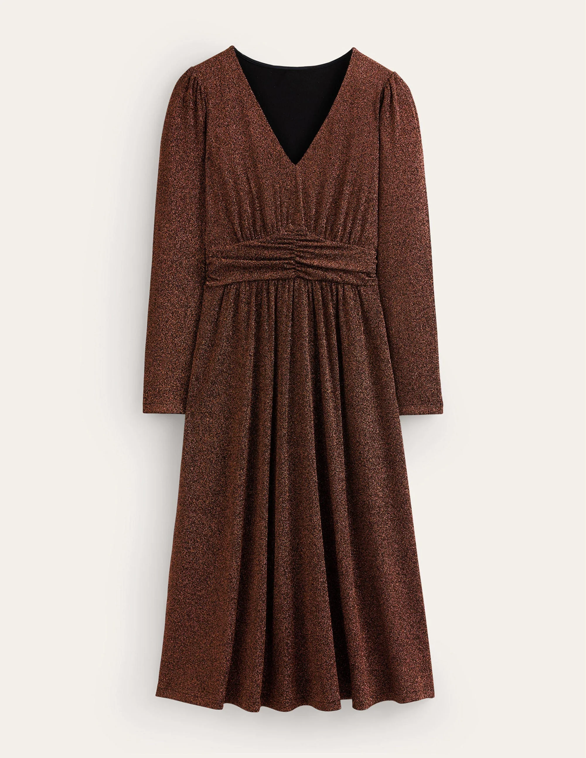 Ruched Waist Sparkle Dress-Copper - Image 5