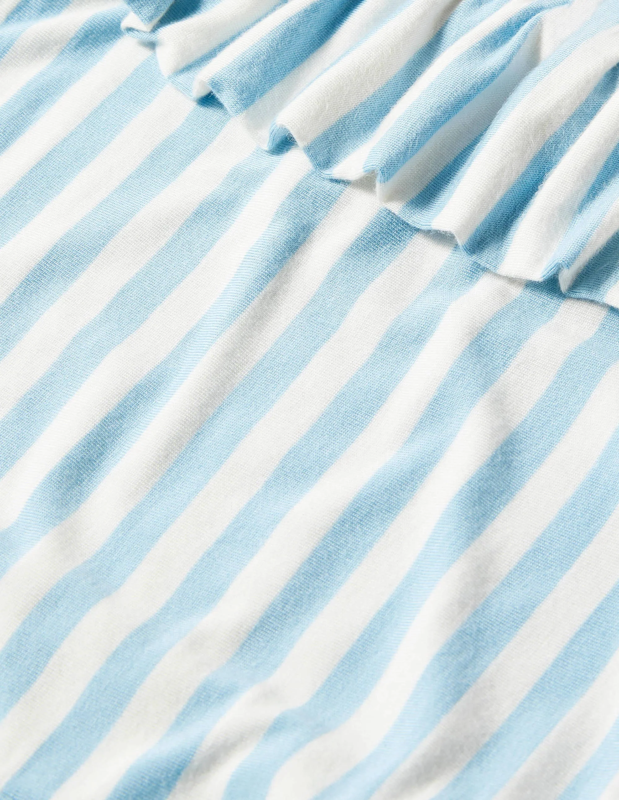 Ruffle Neck Jersey Midi Dress-Dusty Blue, Stripe - Image 5