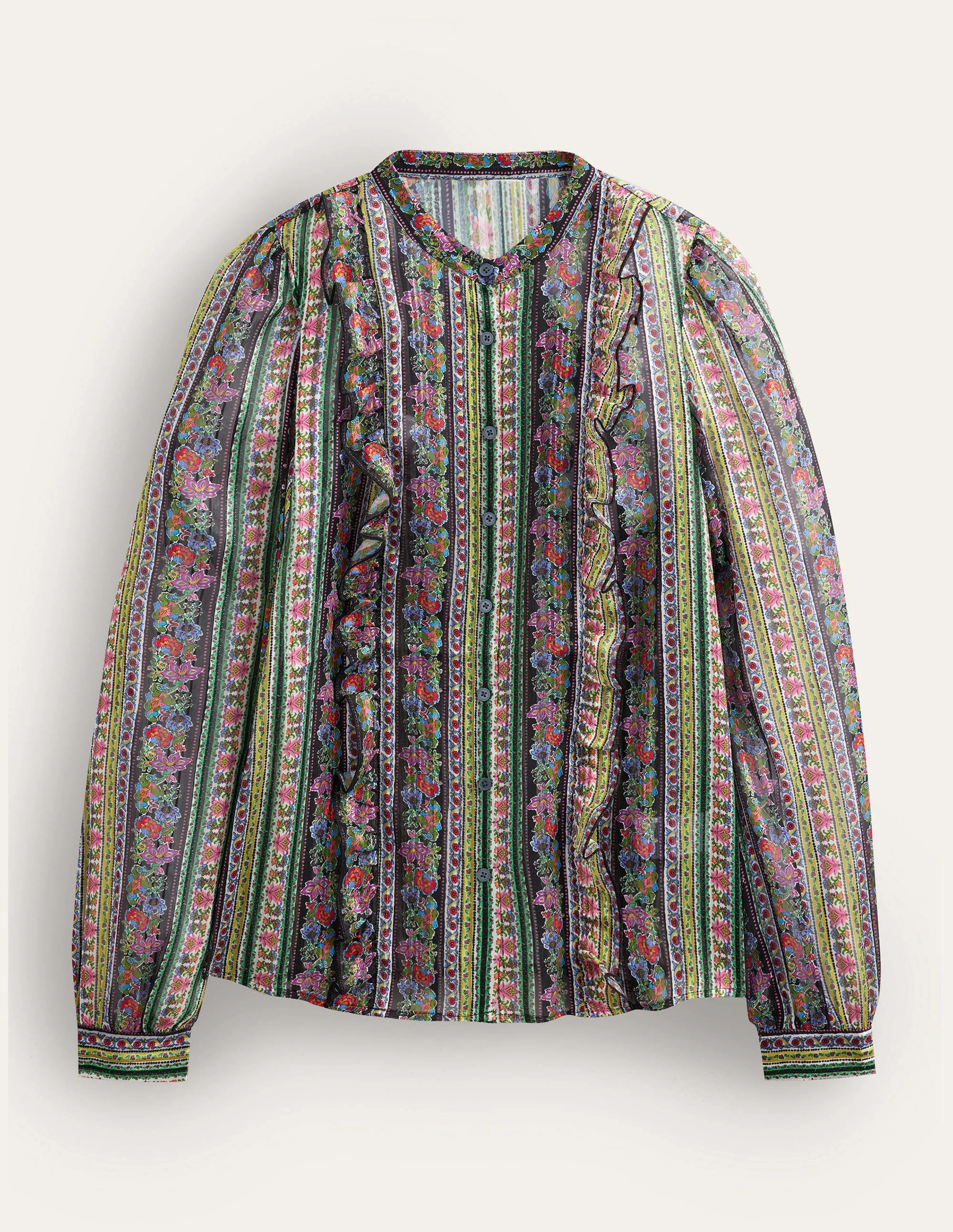 Ruffle Printed Shirt-Multi, Carnation Bloom - Image 5