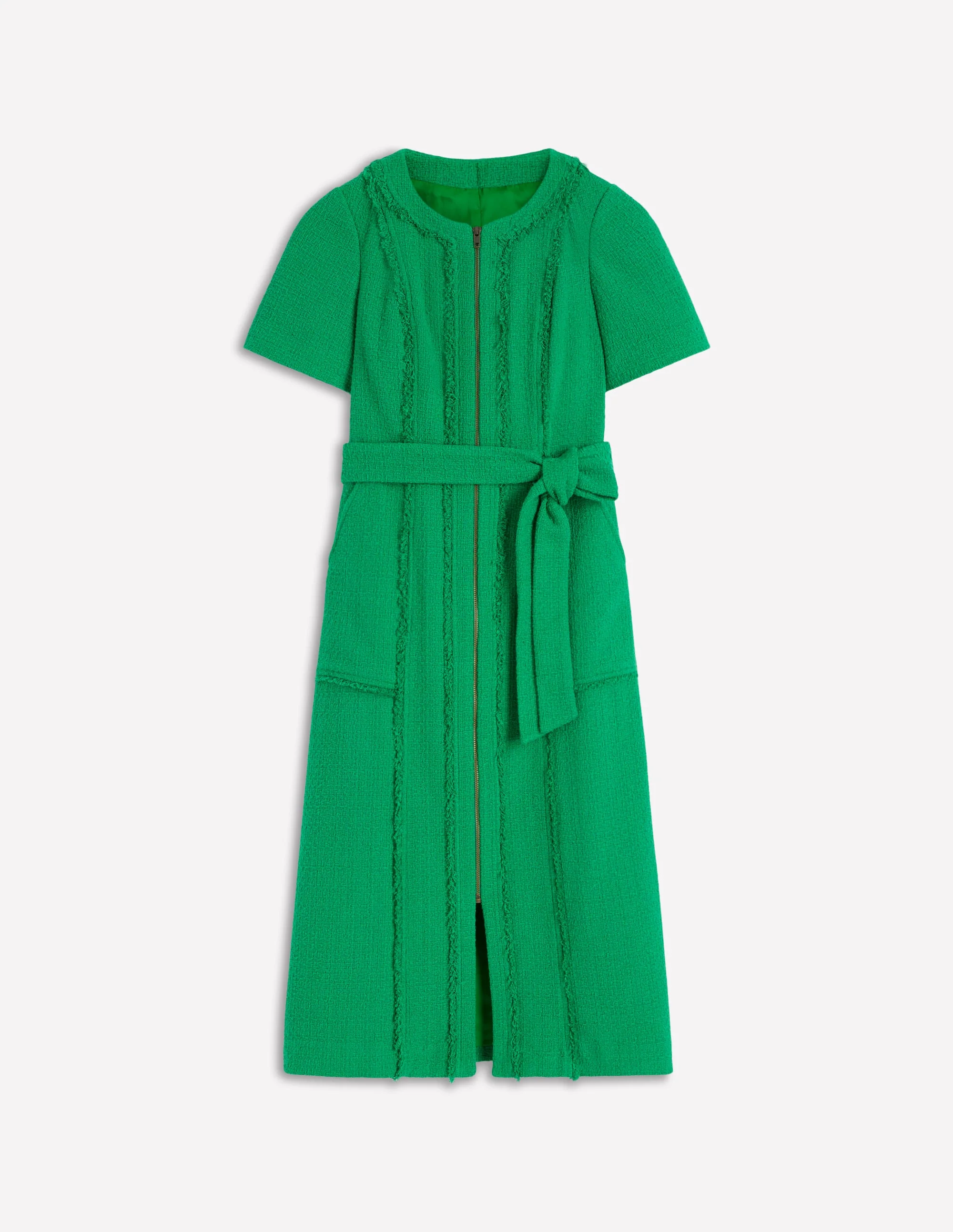 Ruth Zip Texture Dress-Green - Image 5