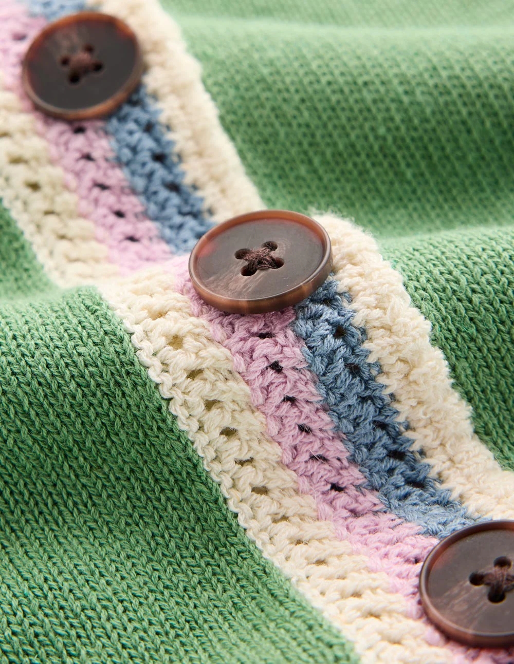Saffron Crochet Trim Cardigan-Green - Image 7