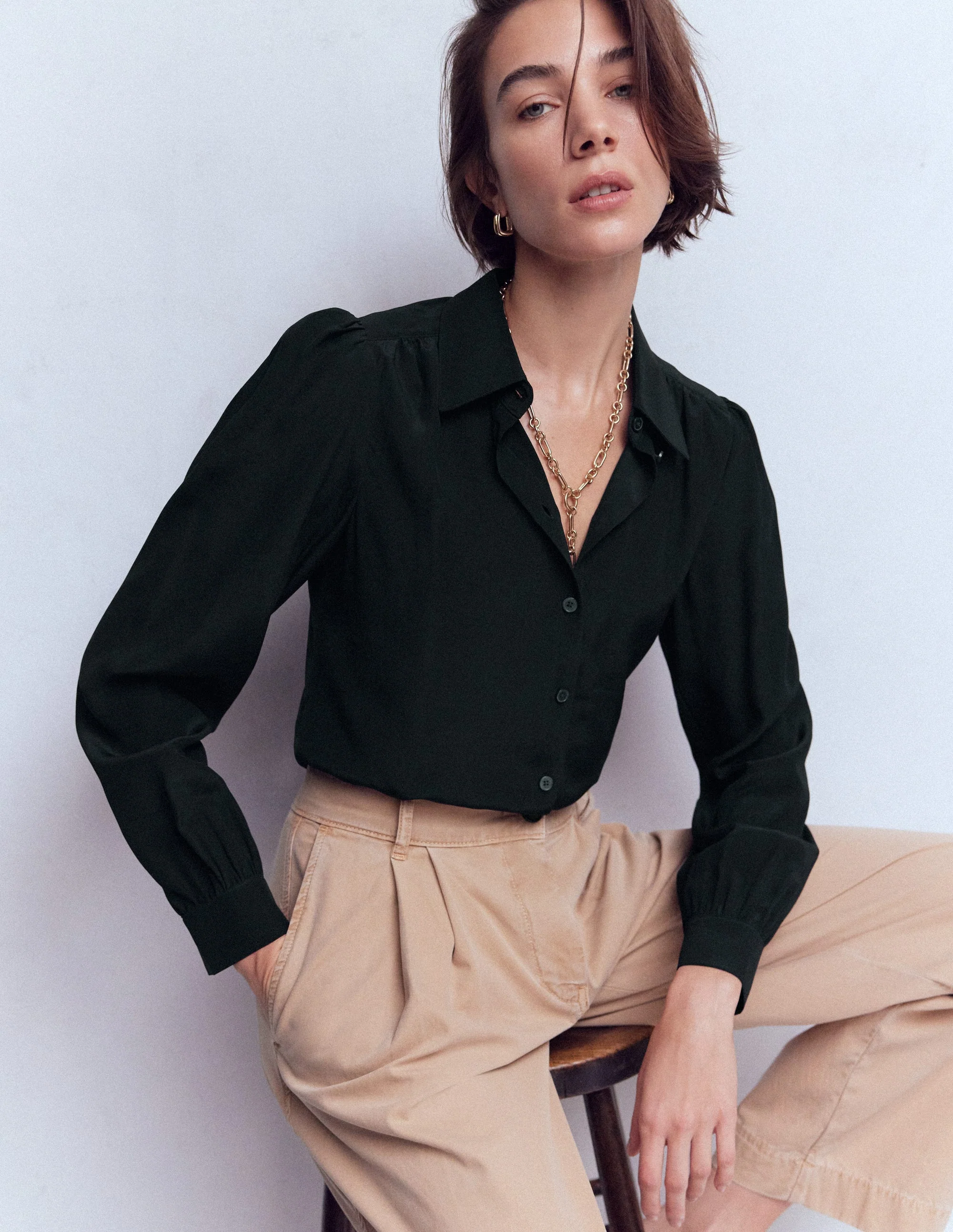 Sara Silk Shirt-Black