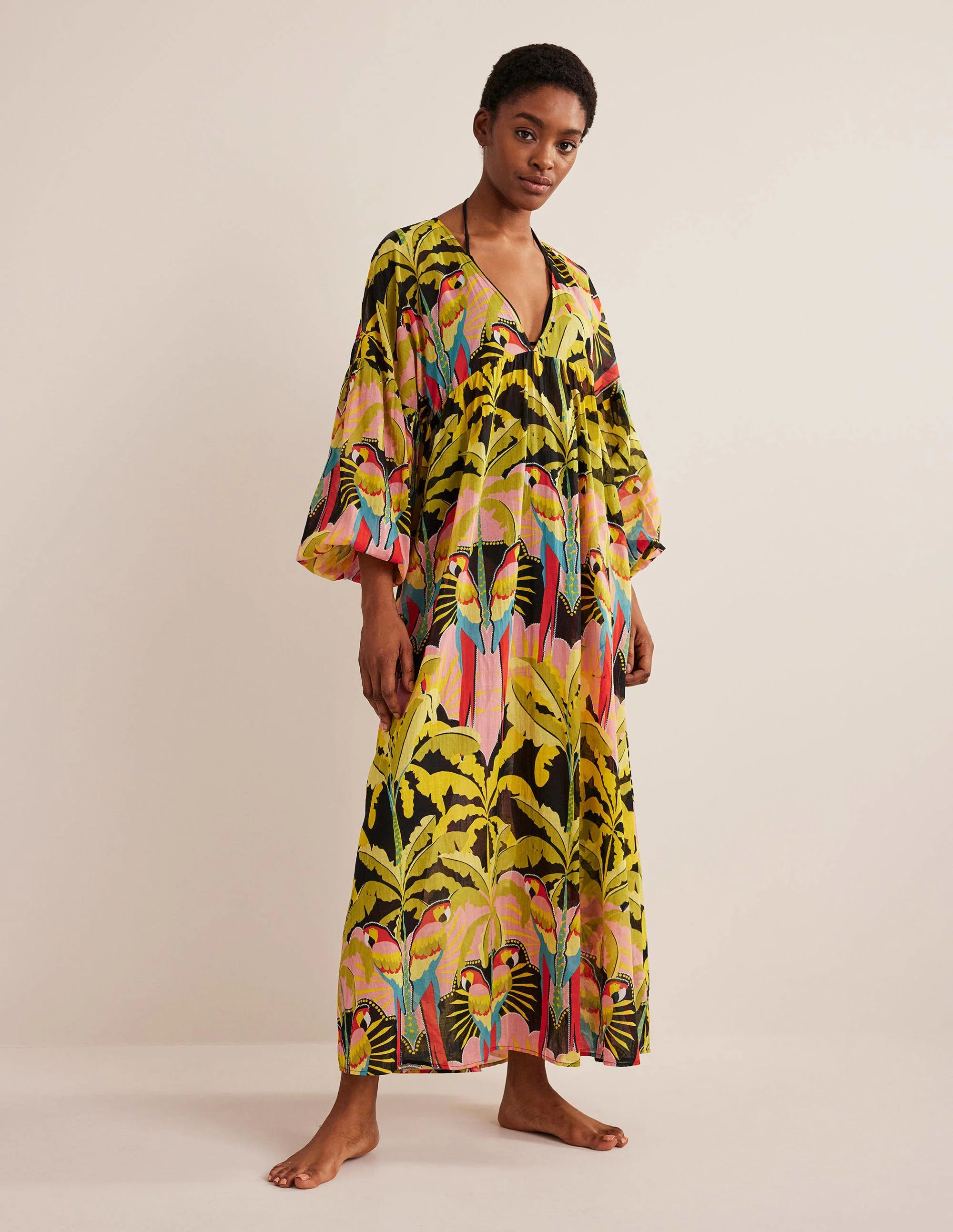 Sarah Maxi Kaftan Dress-Multi, Paradise Parrot