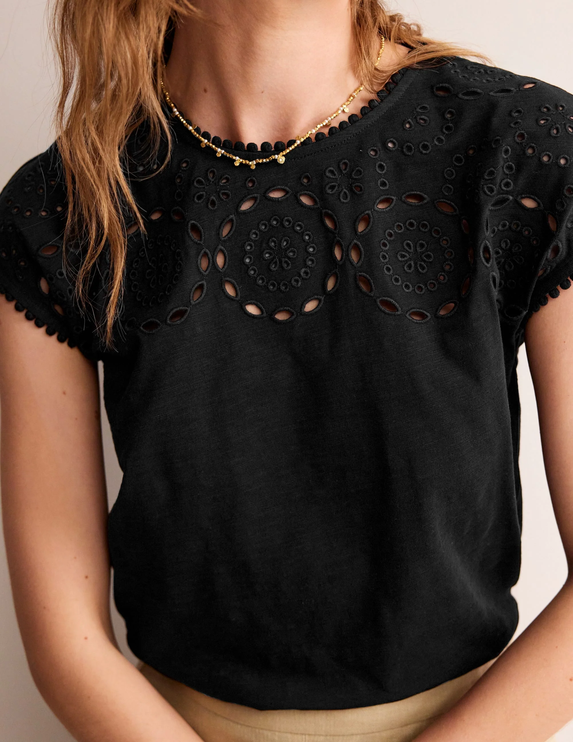 Sasha Broderie T-Shirt-Black - Image 2