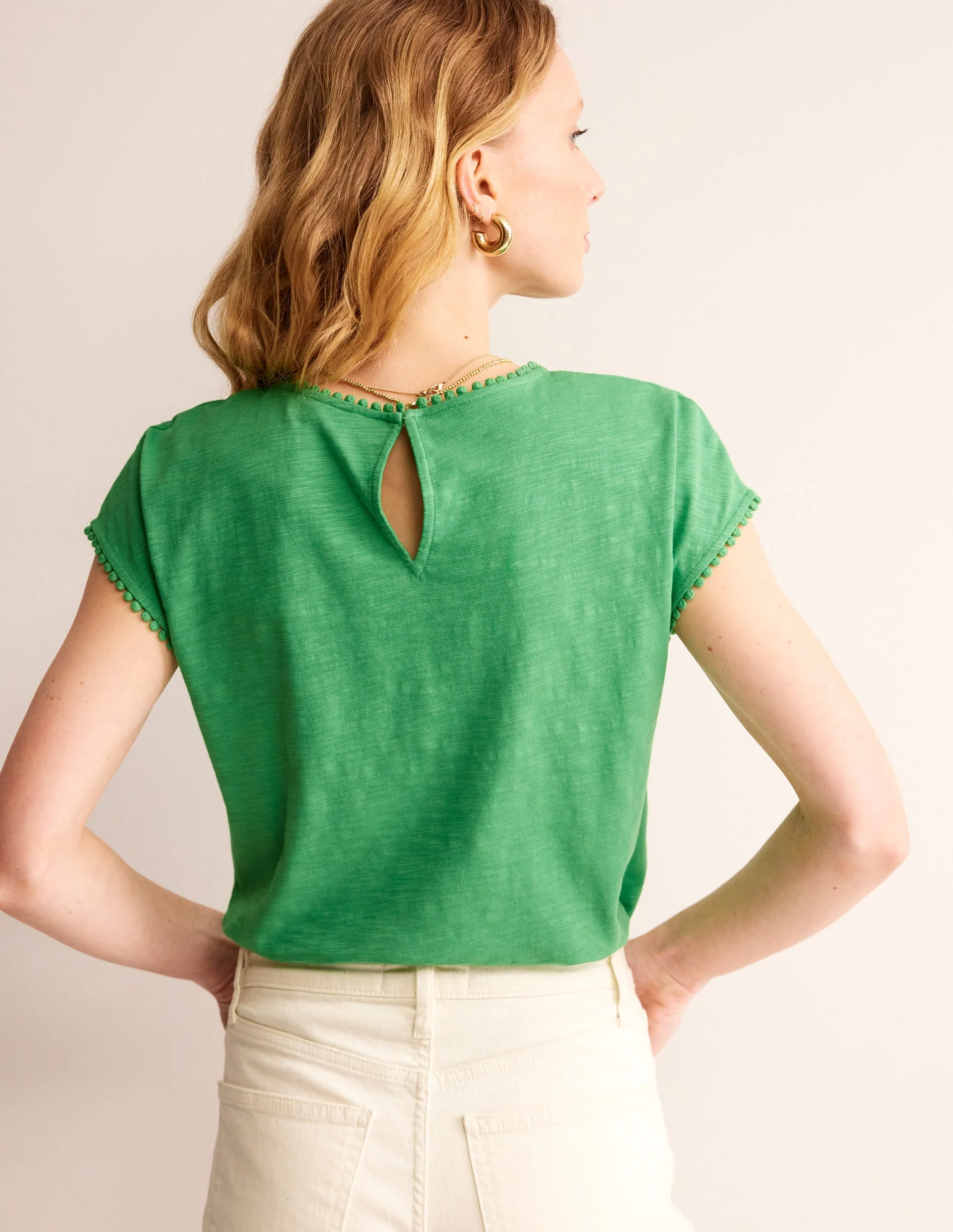 Sasha Broderie T-Shirt-Kelly Green - Image 3
