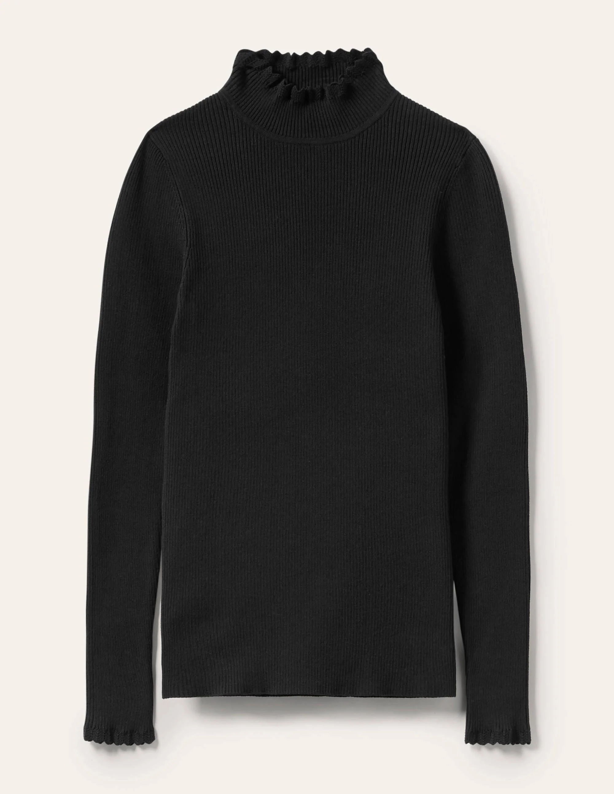 Scallop High Neck Sweater-Black - Image 5
