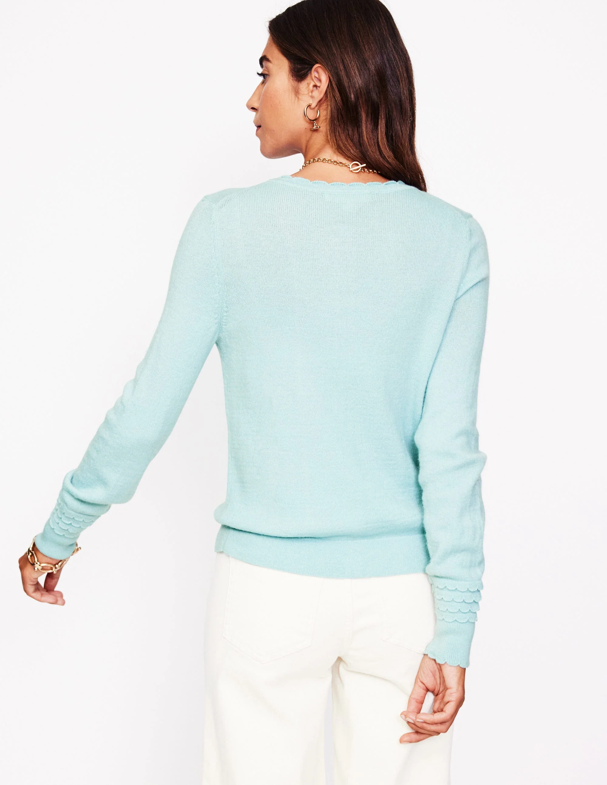 Scallop Sleeve Cardigan-Sky Blue - Image 3