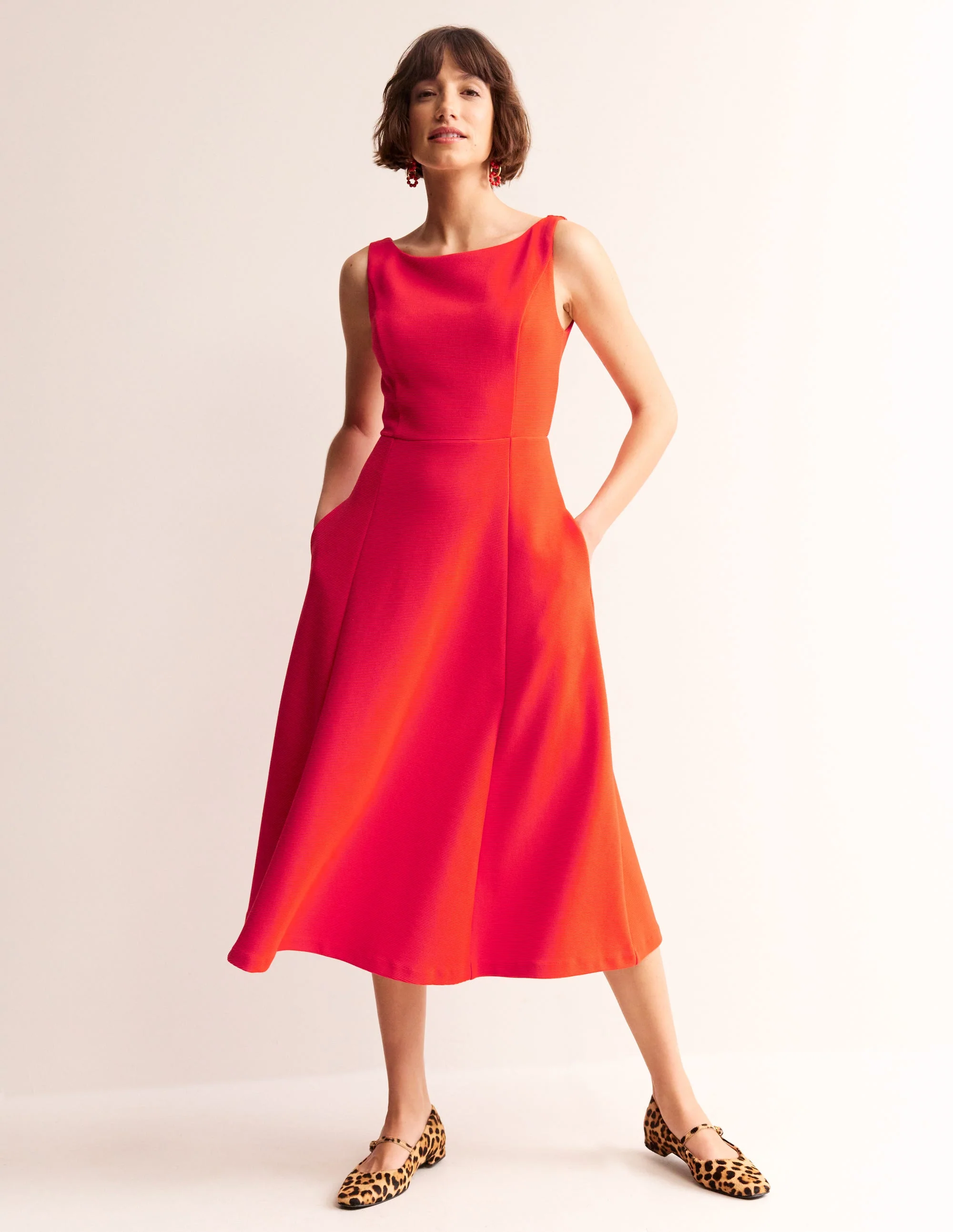 Scarlet Ottoman Ponte Dress-Flame Scarlet - Image 4