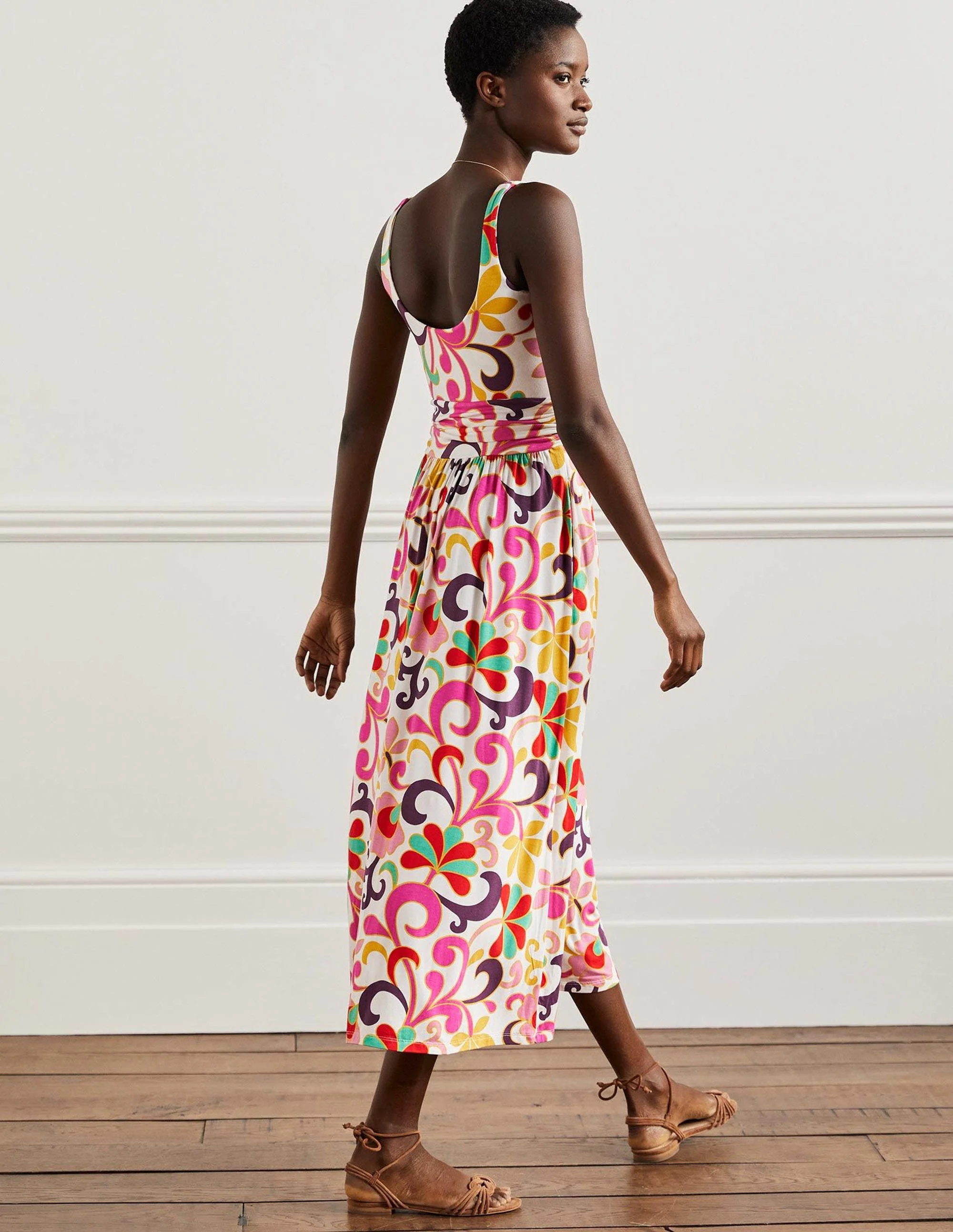 Scoop Neck Jersey Midi Dress-Multi, Abstract Petal - Image 6