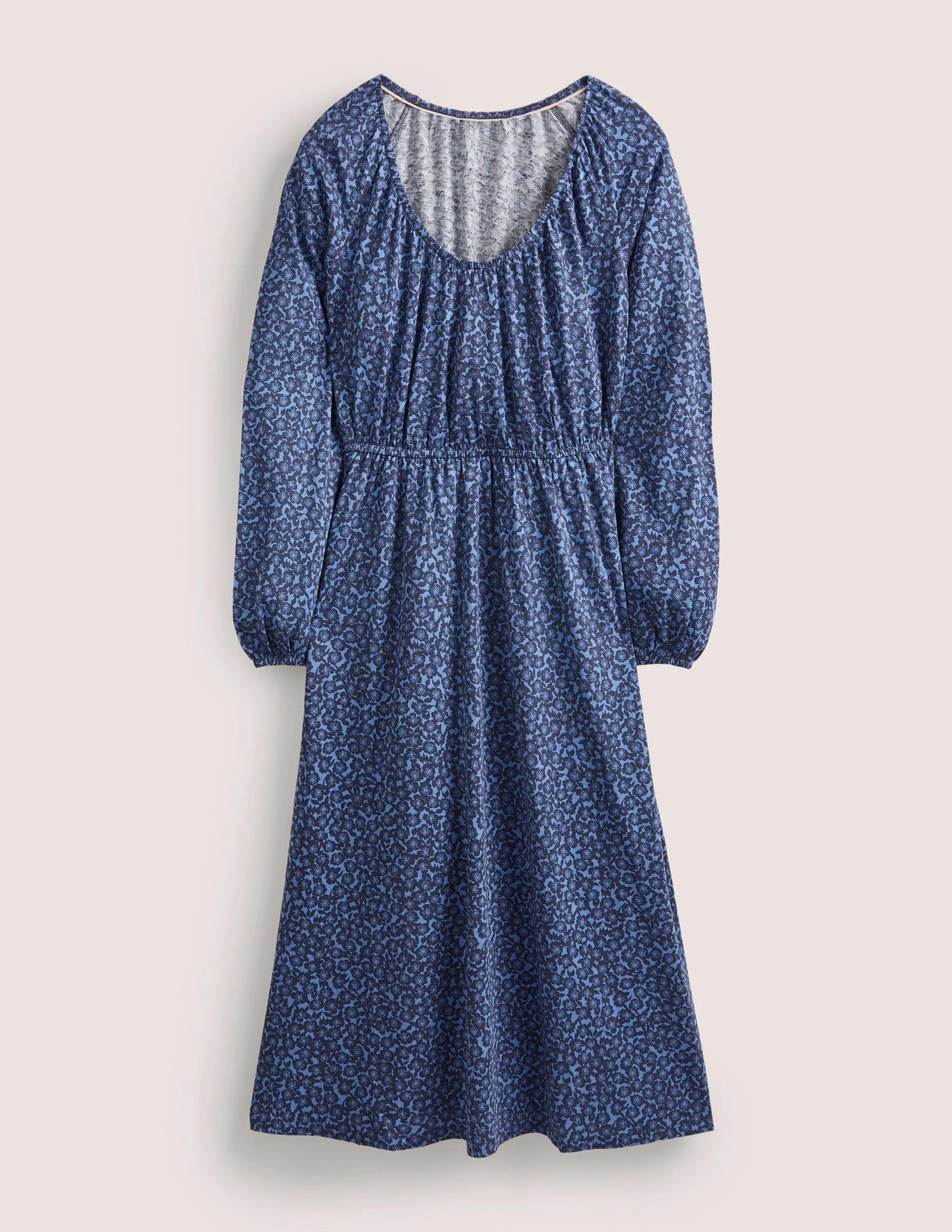 Scoop Neck Jersey Midi Dress-Riviera Blue, Bloom Cluster - Image 6