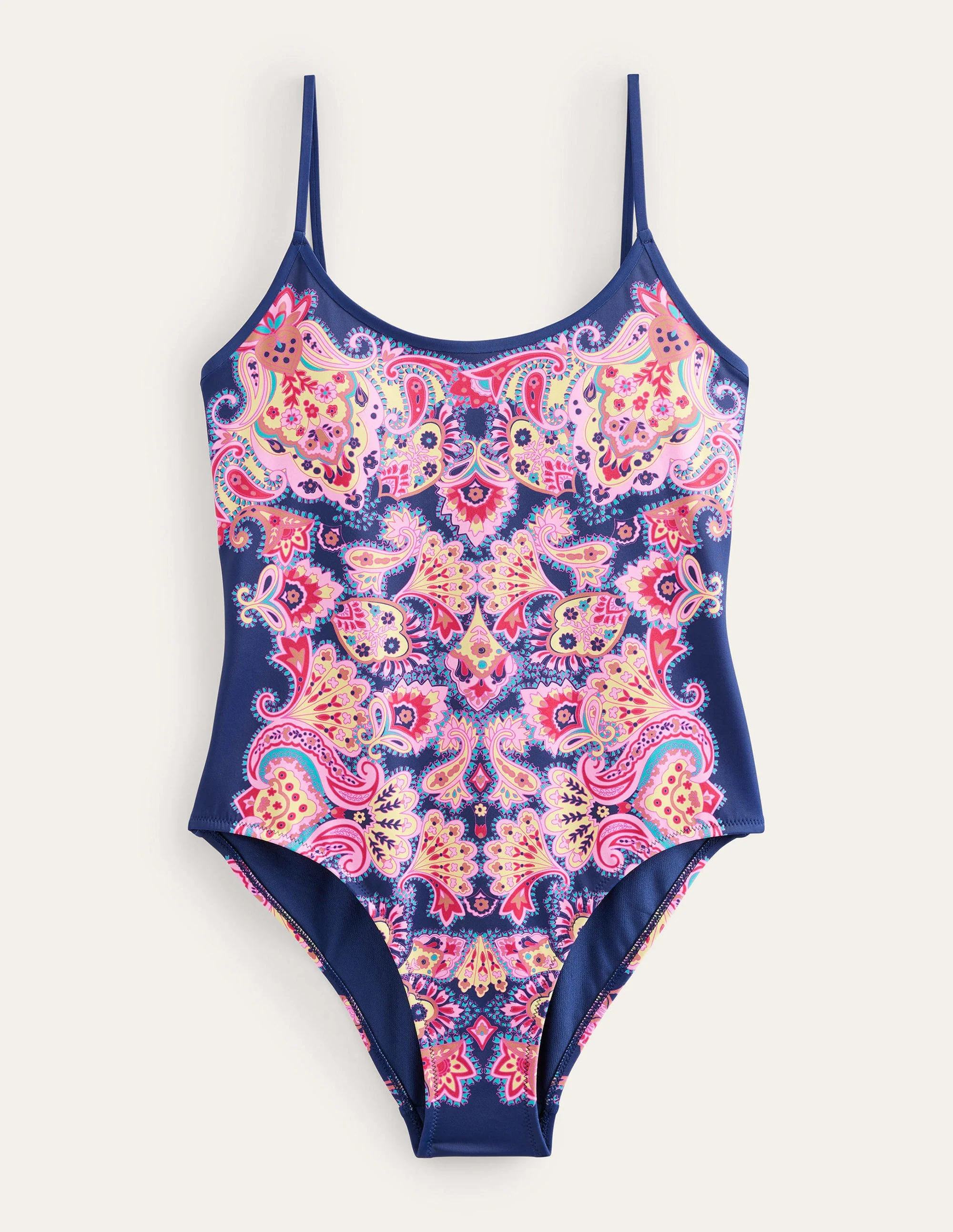 Scoop Tie Back Swimsuit-Navy, Pink Paradise Paisley - Image 5