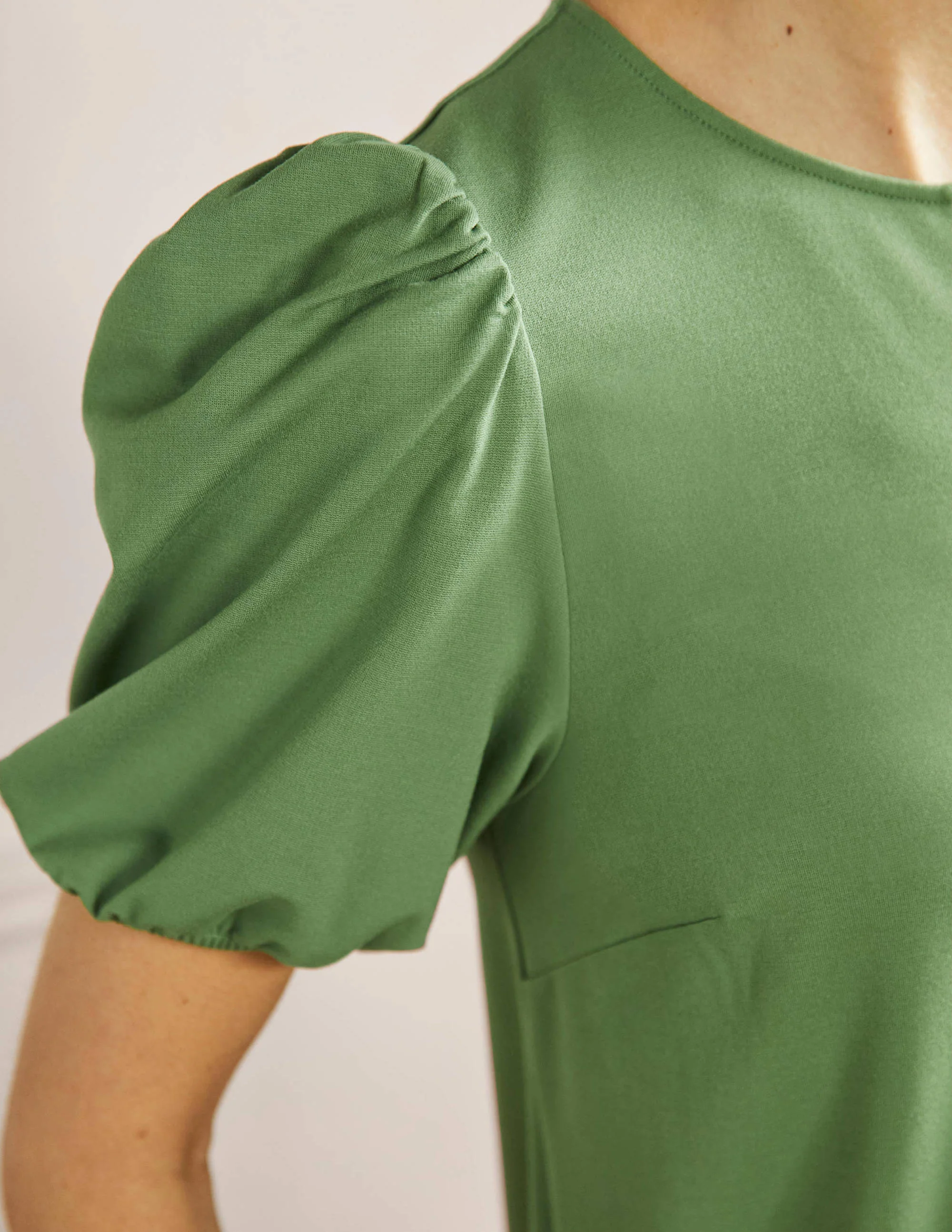 Seam Detail Jersey Shift Dress-English Ivy - Image 2