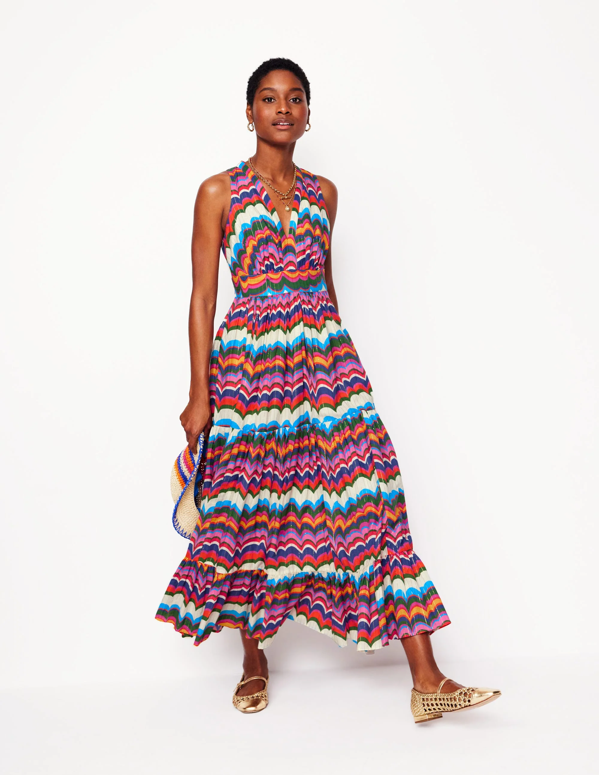 Serena Cotton Tie Maxi Dress-Multi, Abstract Wave - Image 5